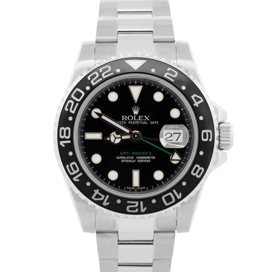 Rolex GMT-Master II BLACK Stainless Steel 40mm Oyster Date 116710 LN Watch
