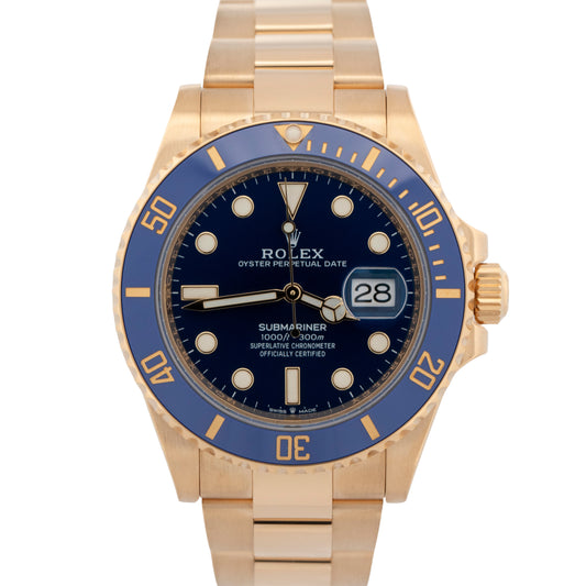 2023 PAPERS Rolex Submariner Date BLUE 18K Yellow Gold 41mm 126618 LB Watch BOX