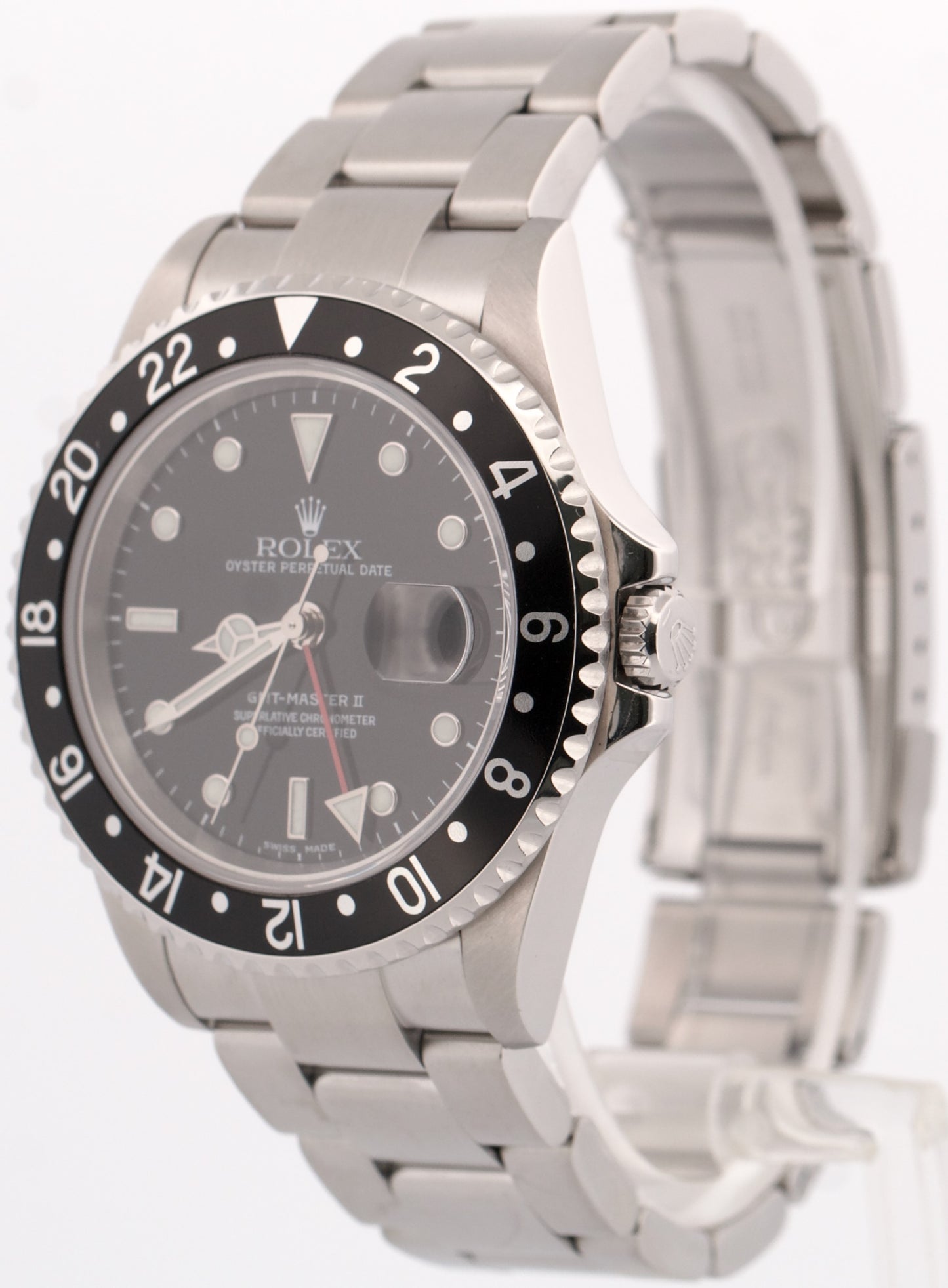 2005 PAPERS Rolex GMT-Master II BLACK No-Holes Steel OYSTER 16710 N Watch BOX