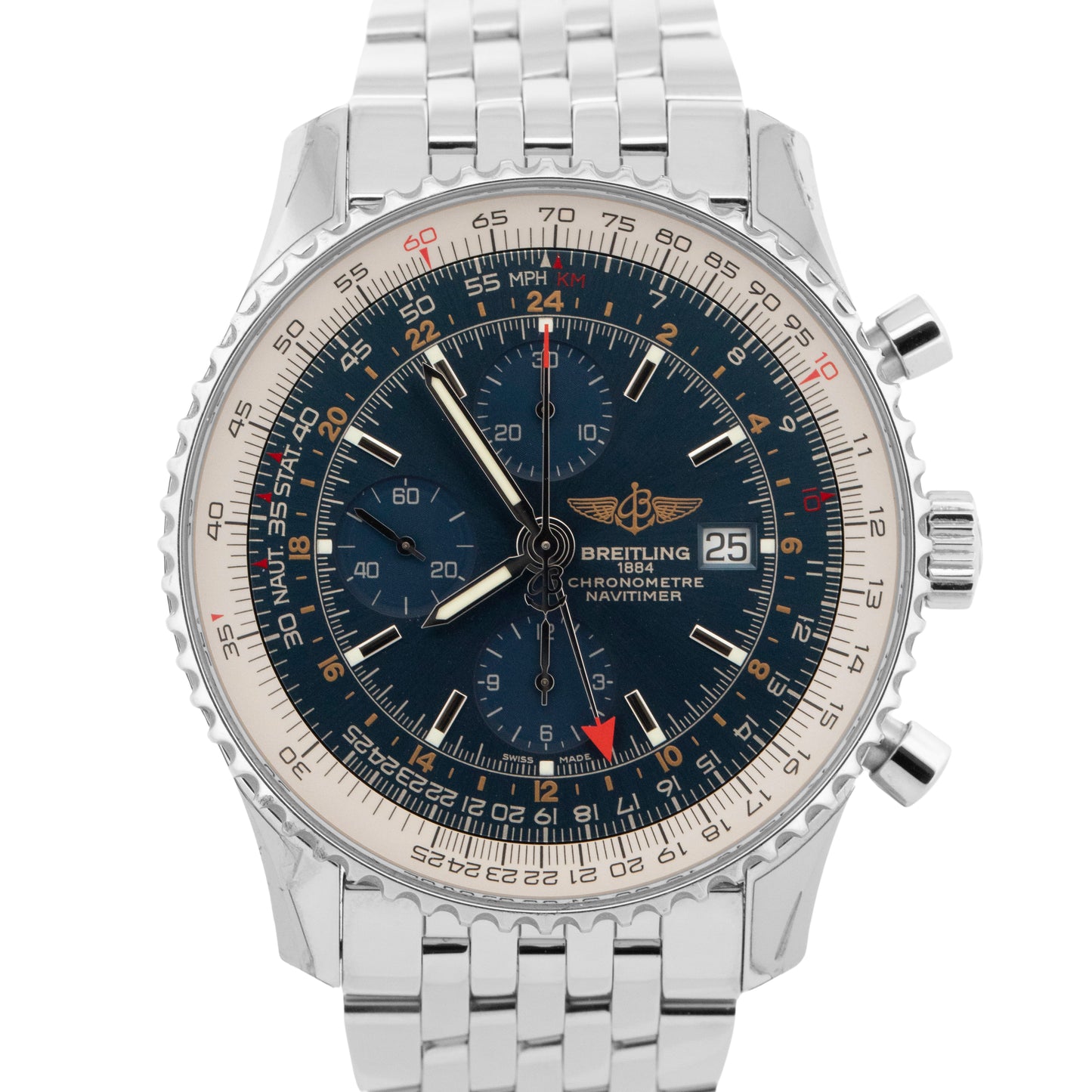 2018 PAPERS Breitling Navitimer BLUE Stainless Steel 46mm A24322 Watch BOX