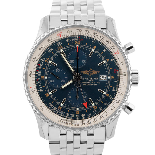 2018 PAPERS Breitling Navitimer BLUE Stainless Steel 46mm A24322 Watch BOX