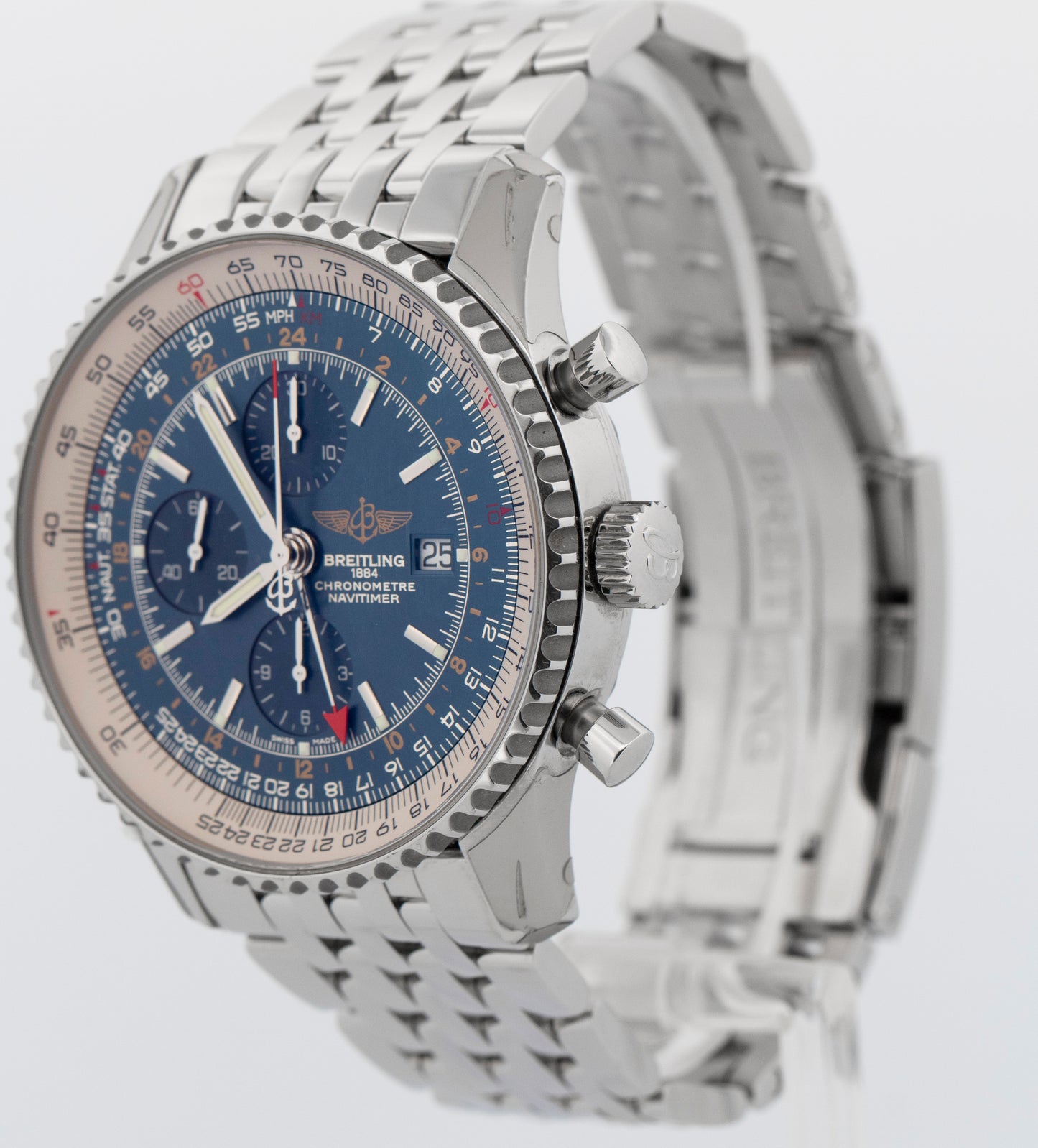 2018 PAPERS Breitling Navitimer BLUE Stainless Steel 46mm A24322 Watch BOX
