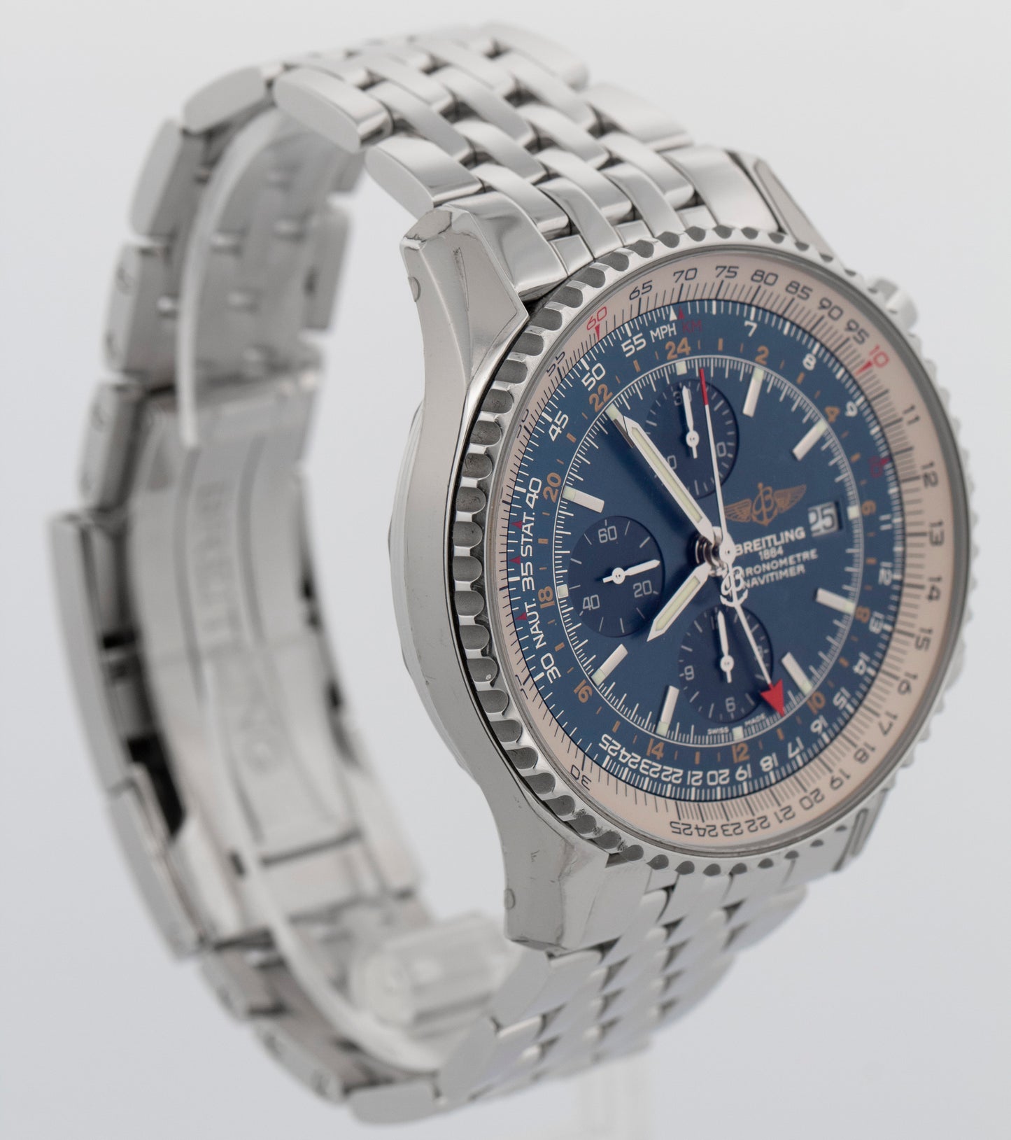 2018 PAPERS Breitling Navitimer BLUE Stainless Steel 46mm A24322 Watch BOX