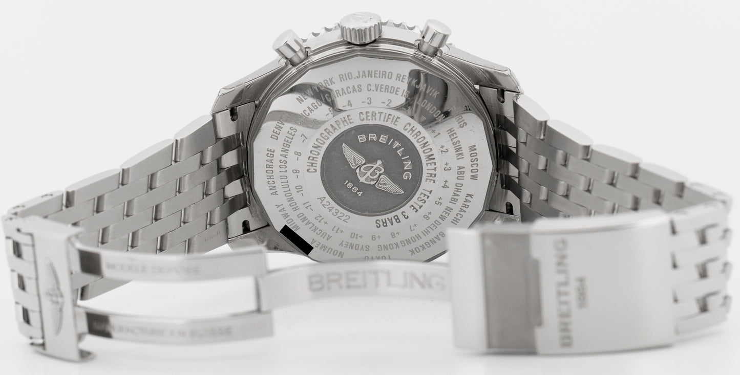 2018 PAPERS Breitling Navitimer BLUE Stainless Steel 46mm A24322 Watch BOX
