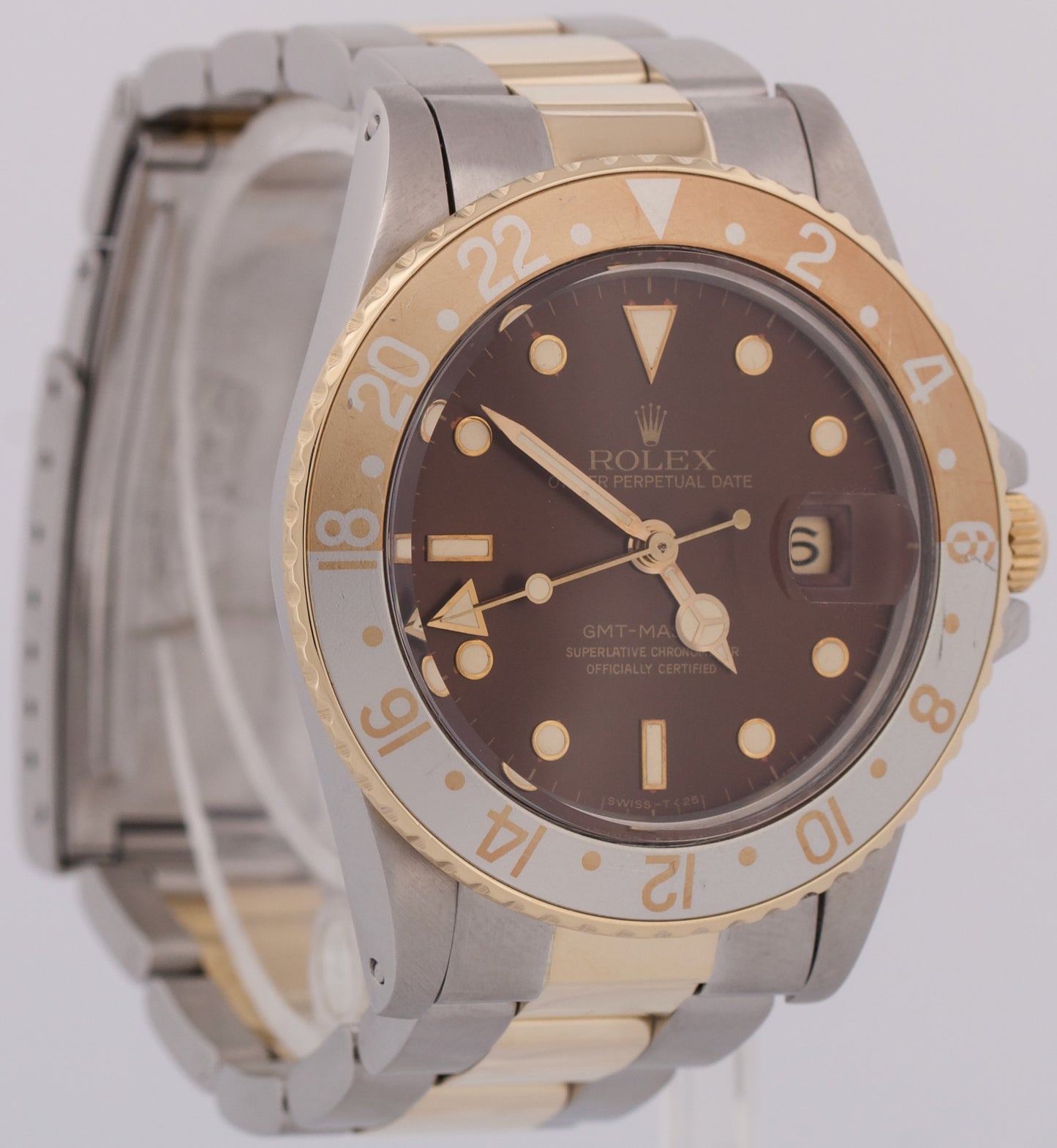 Rolex GMT-Master 40mm FADED ROOT BEER Brown Steel 18K Yellow Gold OYSTER  16753