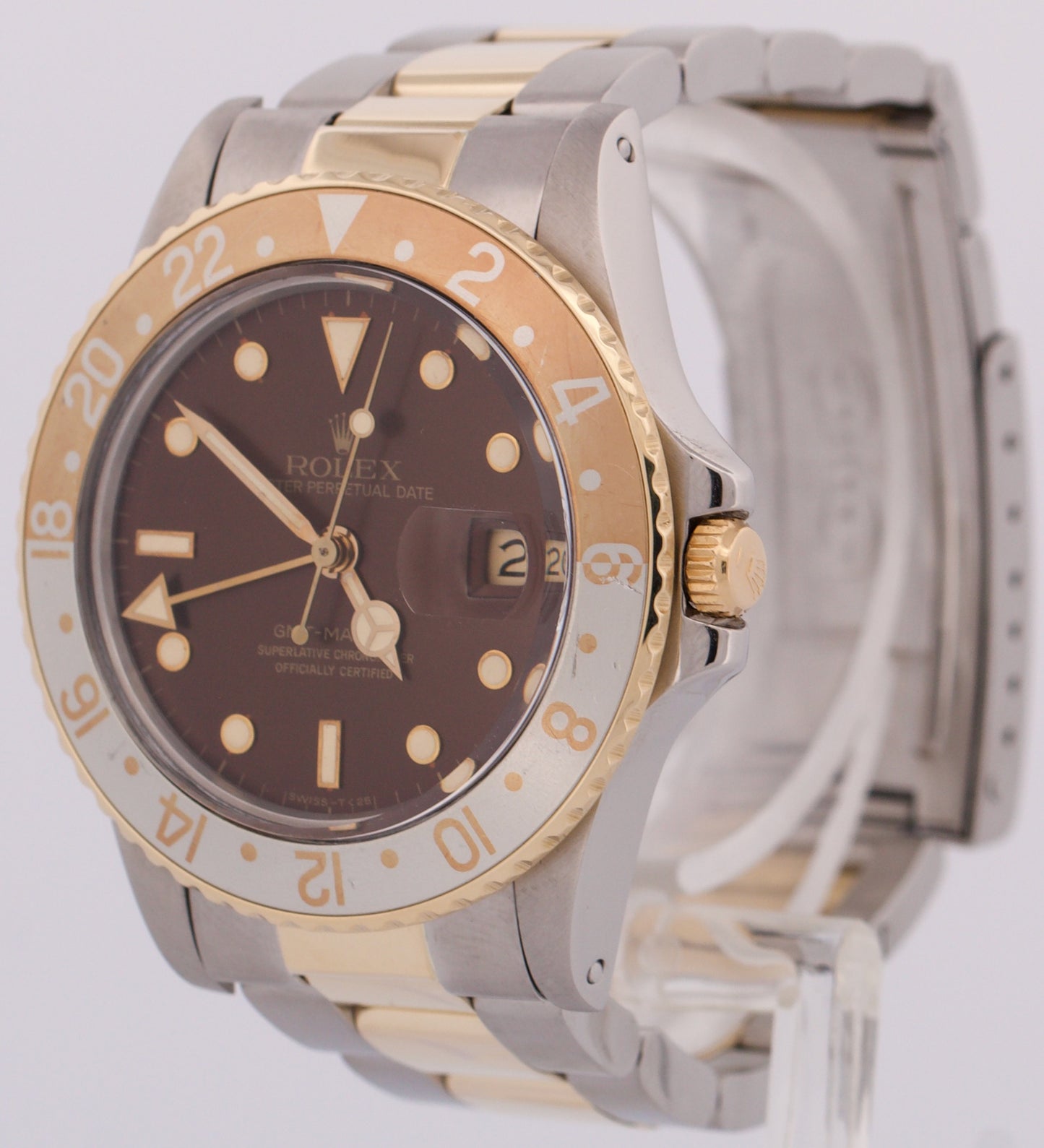 Rolex GMT-Master 40mm FADED ROOT BEER Brown Steel 18K Yellow Gold OYSTER  16753
