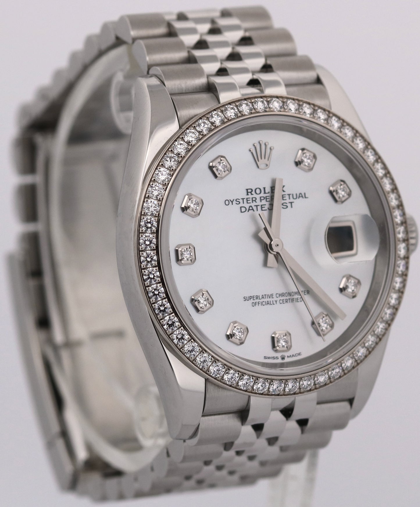 2024 Rolex DateJust 36mm FACTORY MOP DIAMOND Stainless Steel Jubilee 126284 RBR
