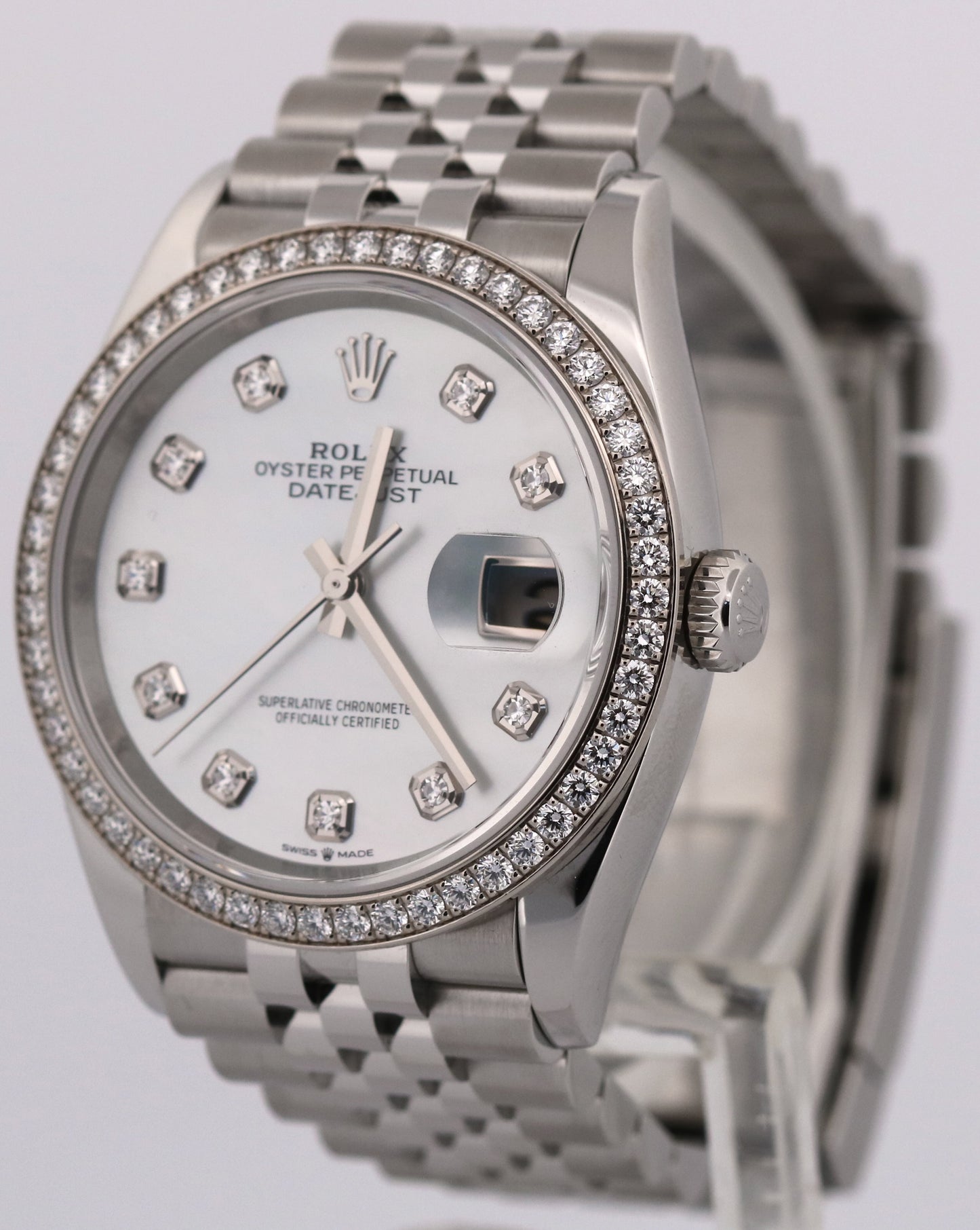 2024 Rolex DateJust 36mm FACTORY MOP DIAMOND Stainless Steel Jubilee 126284 RBR