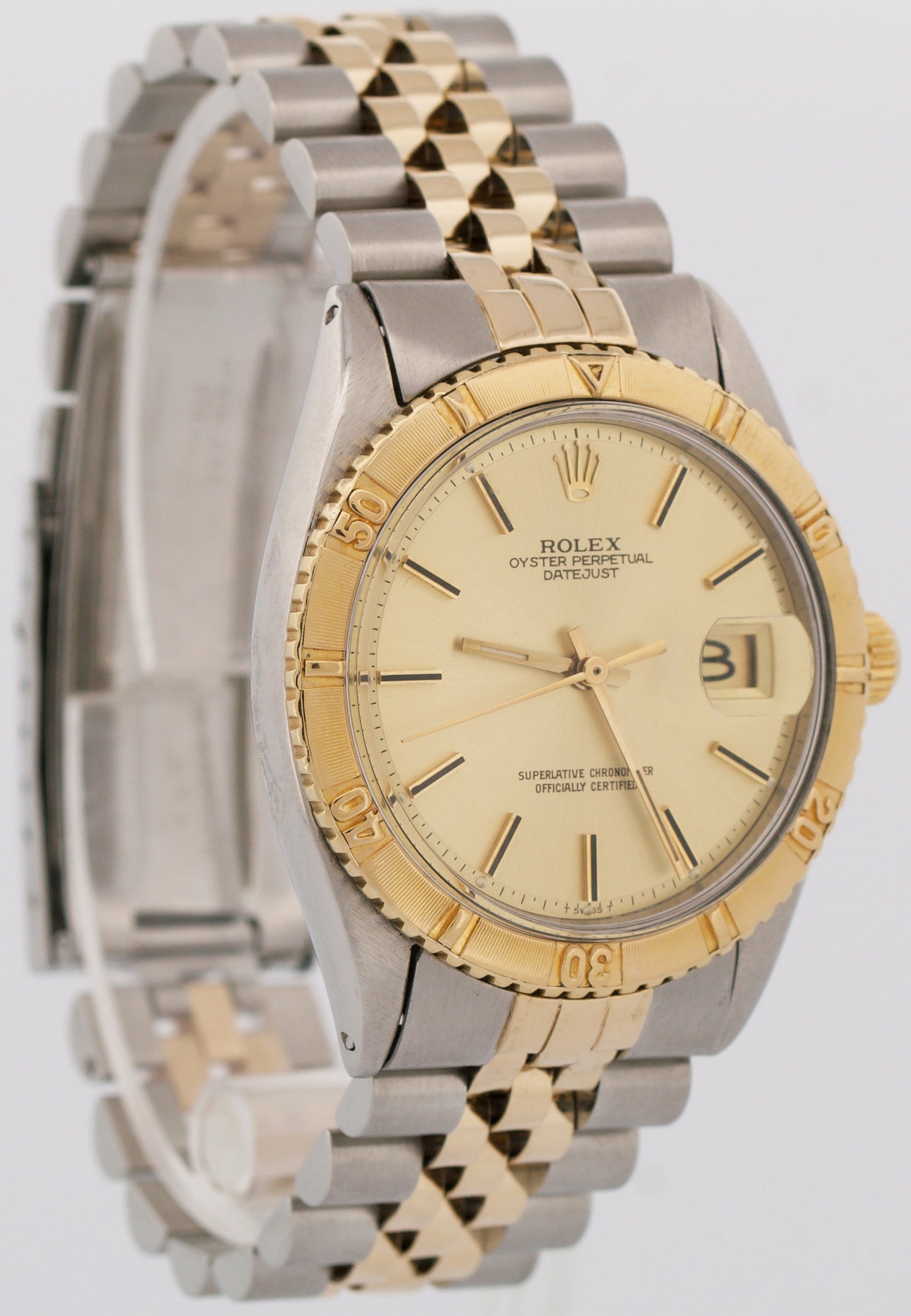VINTAGE Rolex DateJust 36mm CHAMPAGNE Turn-O-Graph JUBILEE Steel 18K Gold 1625