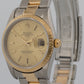 Rolex Oyster Perpetual Date 34mm CHAMPAGNE 18K Steel Engine-Turned Oyster 15233