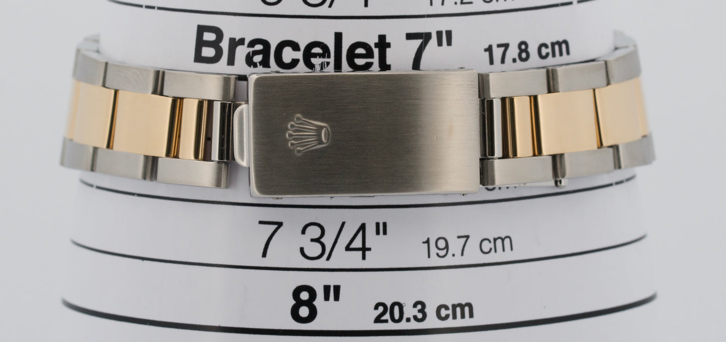 Rolex Oyster Perpetual Date 34mm CHAMPAGNE 18K Steel Engine-Turned Oyster 15233