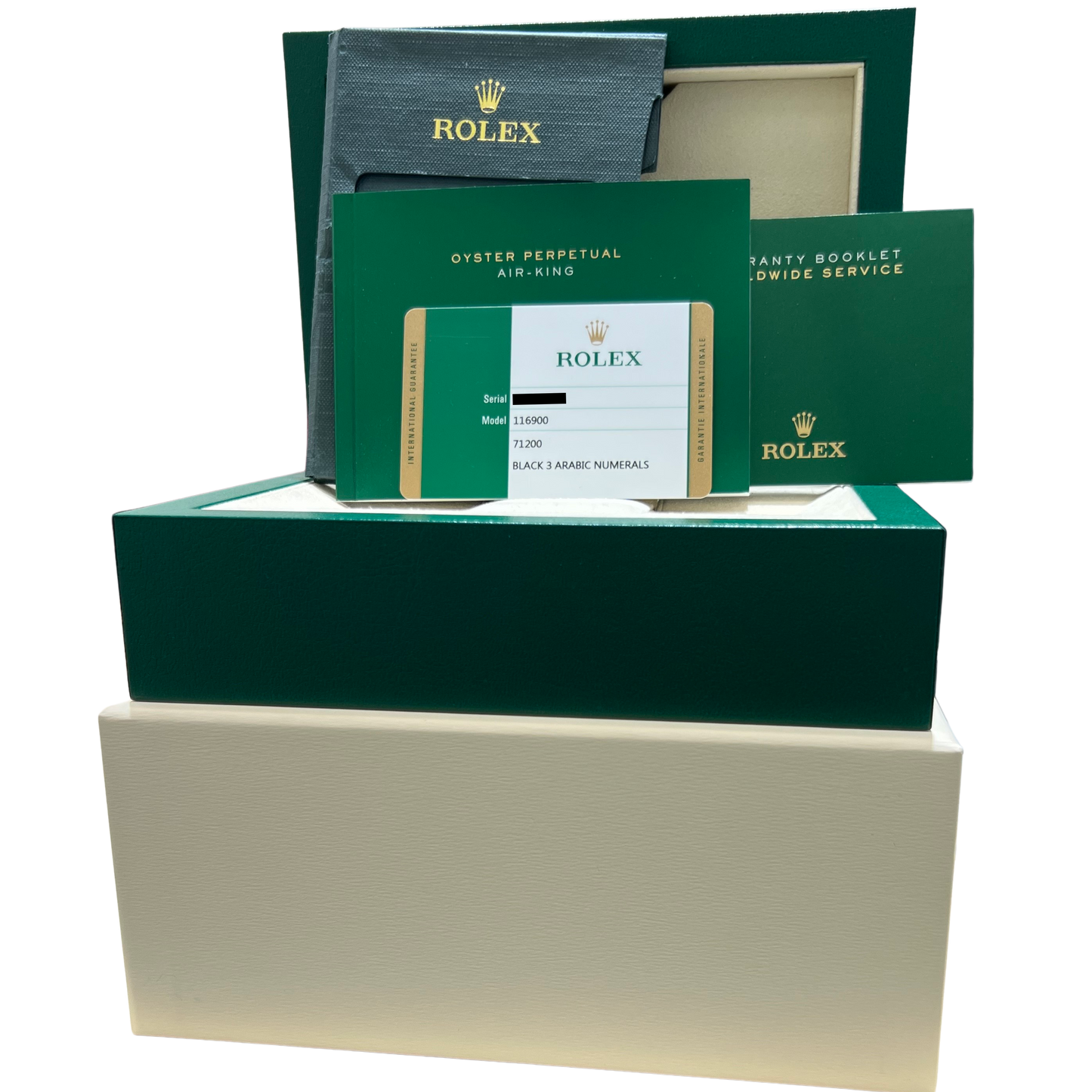 2017 PAPERS Rolex Air-King BLACK Stainless Steel 40mm 116900 Oyster Watch BOX