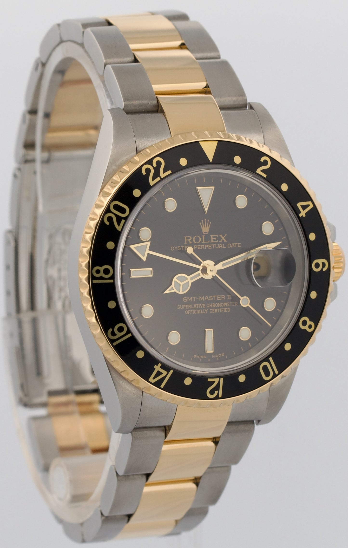 PAPERS Rolex GMT-Master II BLACK 18K Gold Two Tone OYSTER 40mm 16713 Watch BOX