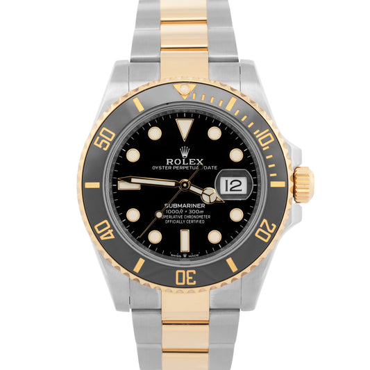 2023 PAPERS Rolex Submariner Date BLACK Two-Tone Gold 41mm 126613 LN Watch BOX
