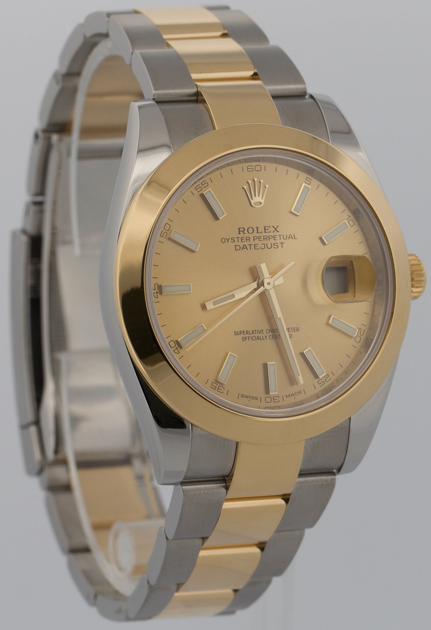 2018 PAPERS Rolex DateJust CHAMPAGNE 18K Gold Steel OYSTER 41mm 126303 Watch BOX