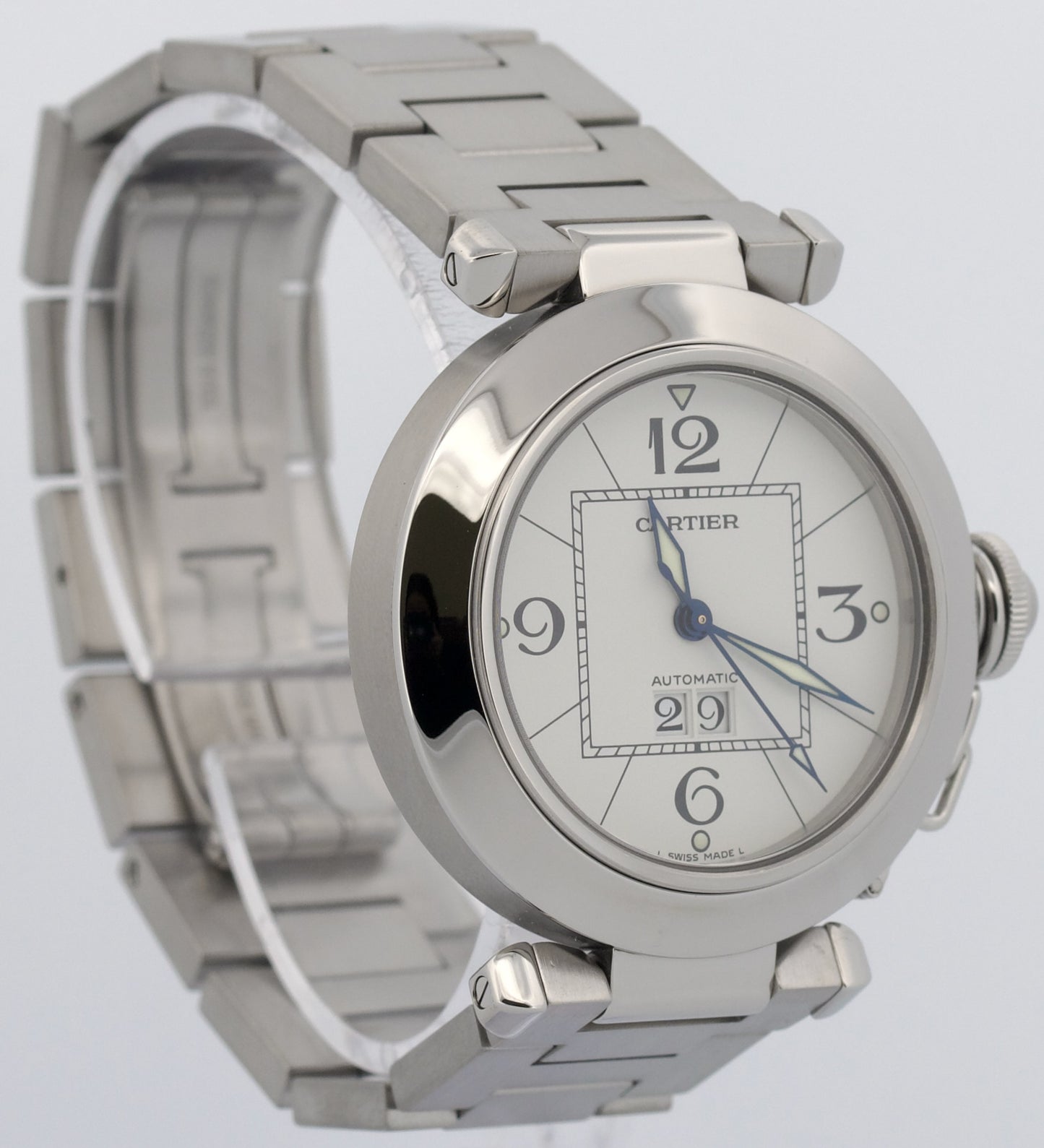 Cartier Pasha  35mm WHITE ARABIC Stainless Steel Automatic Watch 2475 / W31055M7