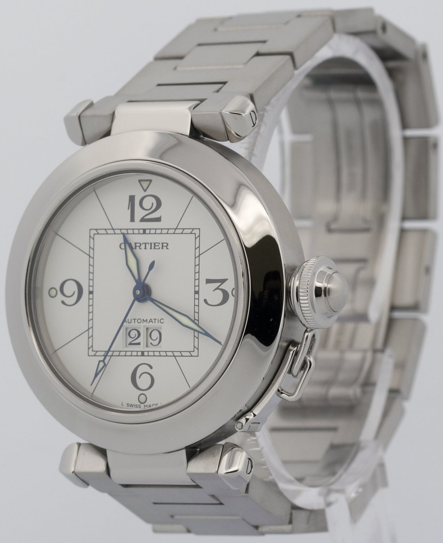 Cartier Pasha  35mm WHITE ARABIC Stainless Steel Automatic Watch 2475 / W31055M7