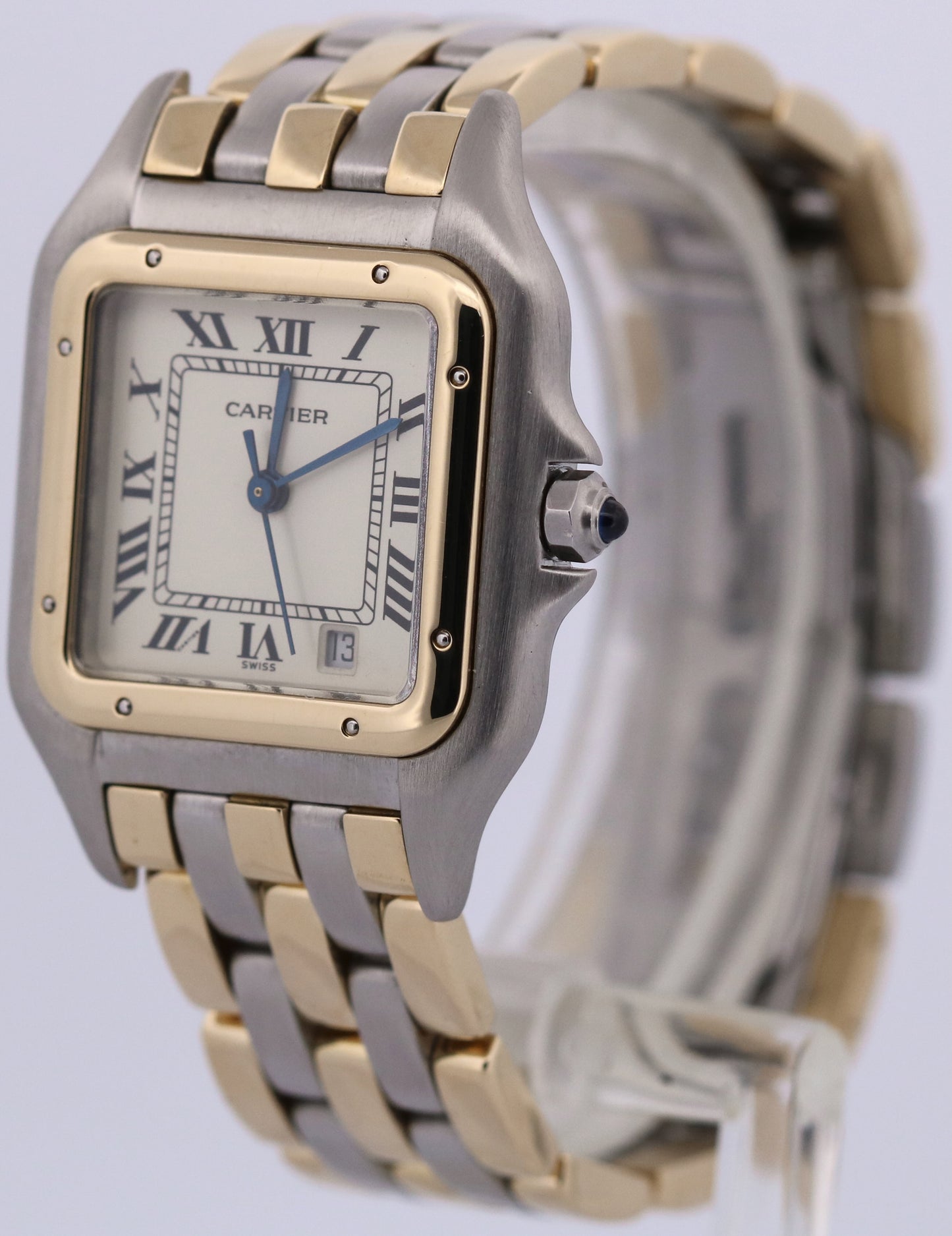 Ladies Cartier Panthere Midsize IVORY 18K Gold Steel THREE ROW 27mm Quartz 83949
