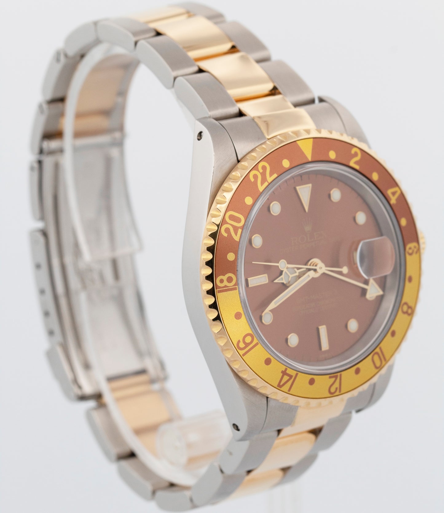 Rolex GMT-Master II ROOT BEER Two-Tone Yellow Gold Steel 40mm 16713 Watch