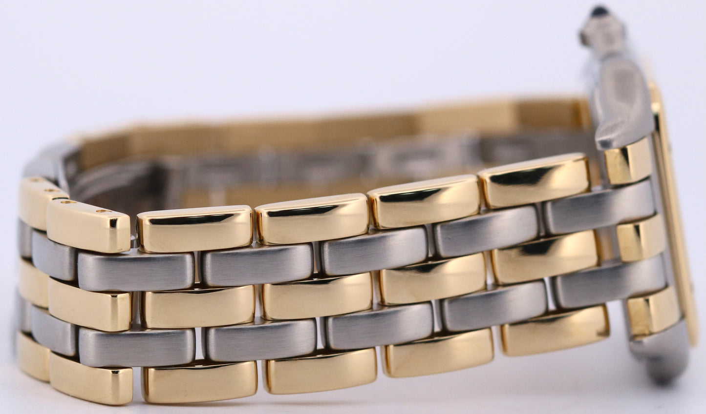 Ladies Cartier Panthere Midsize IVORY 18K Gold Steel THREE ROW 27mm Quartz 83949