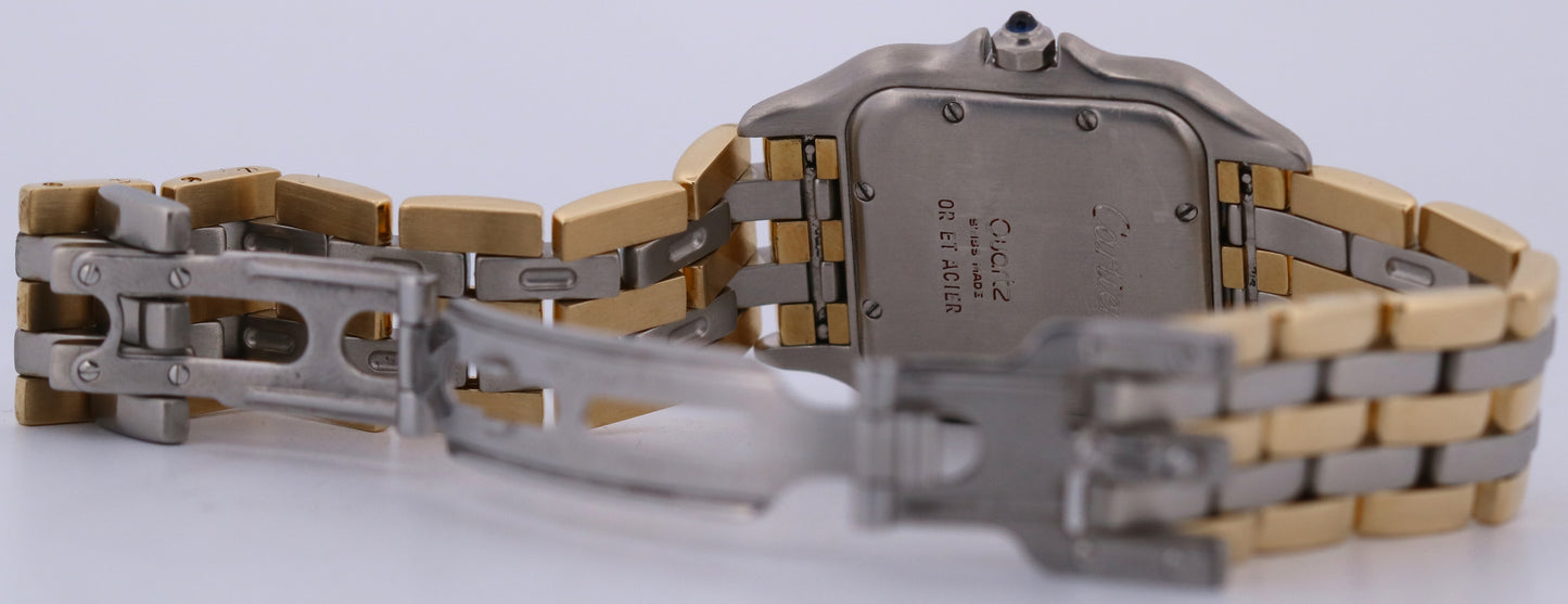 Ladies Cartier Panthere Midsize IVORY 18K Gold Steel THREE ROW 27mm Quartz 83949