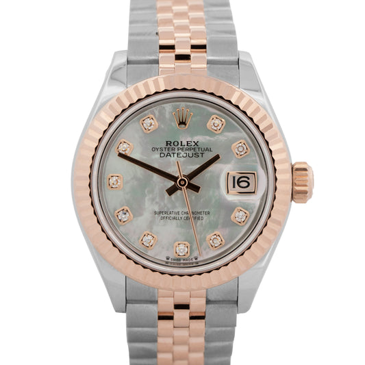 2020 PAPERS Rolex DateJust Two-Tone 28mm MOP DIAMOND Jubilee 279171 Watch BOX