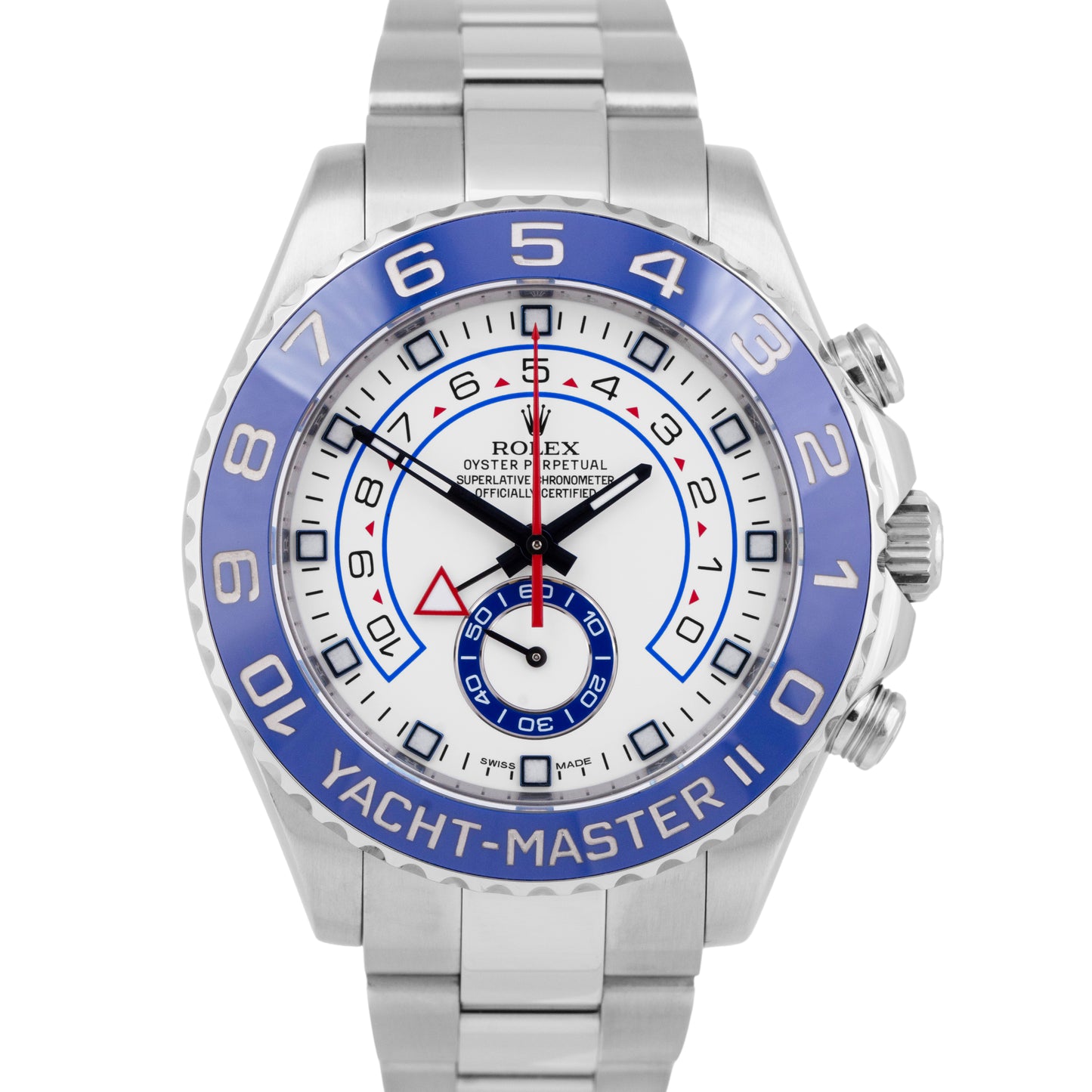 MINT Rolex Yacht-Master II 44mm Stainless White Blue White Regatta Watch 116680