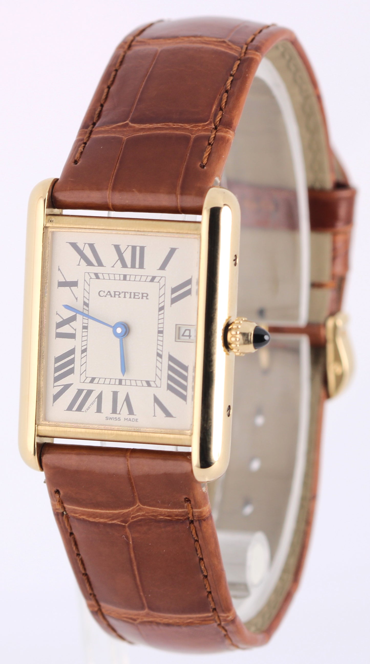 Cartier Tank Louis 18k Yellow Gold Silver Roman Numeral 25mm Quartz 2441 Watch