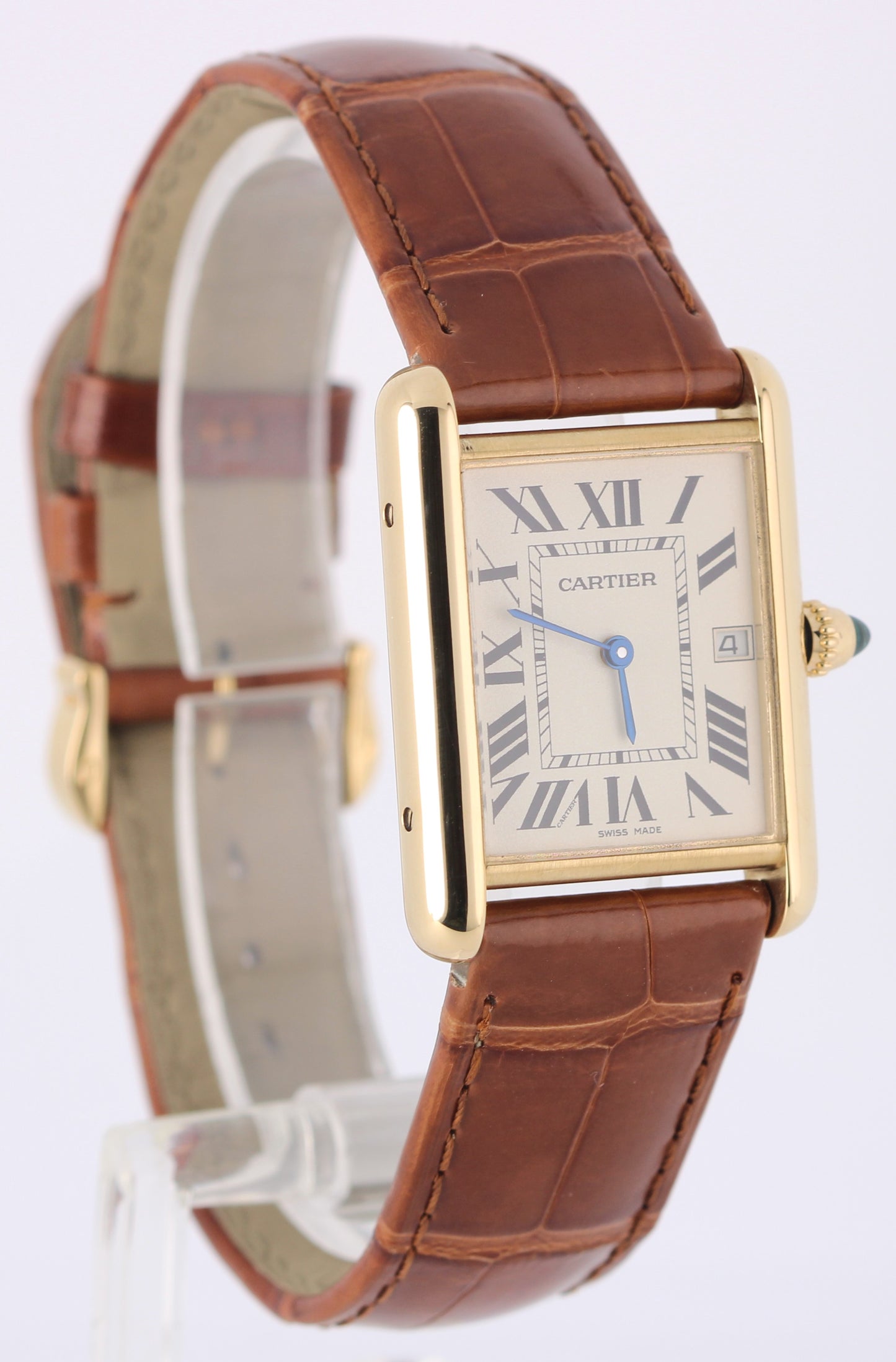 Cartier Tank Louis 18k Yellow Gold Silver Roman Numeral 25mm Quartz 2441 Watch