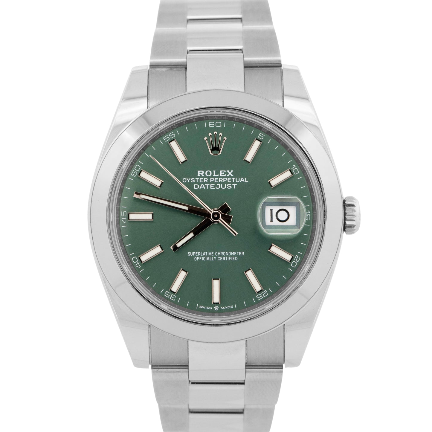 PAPERS Rolex DateJust 41 MINT GREEN Stainless Steel Oyster 41mm 126300 Watch BOX