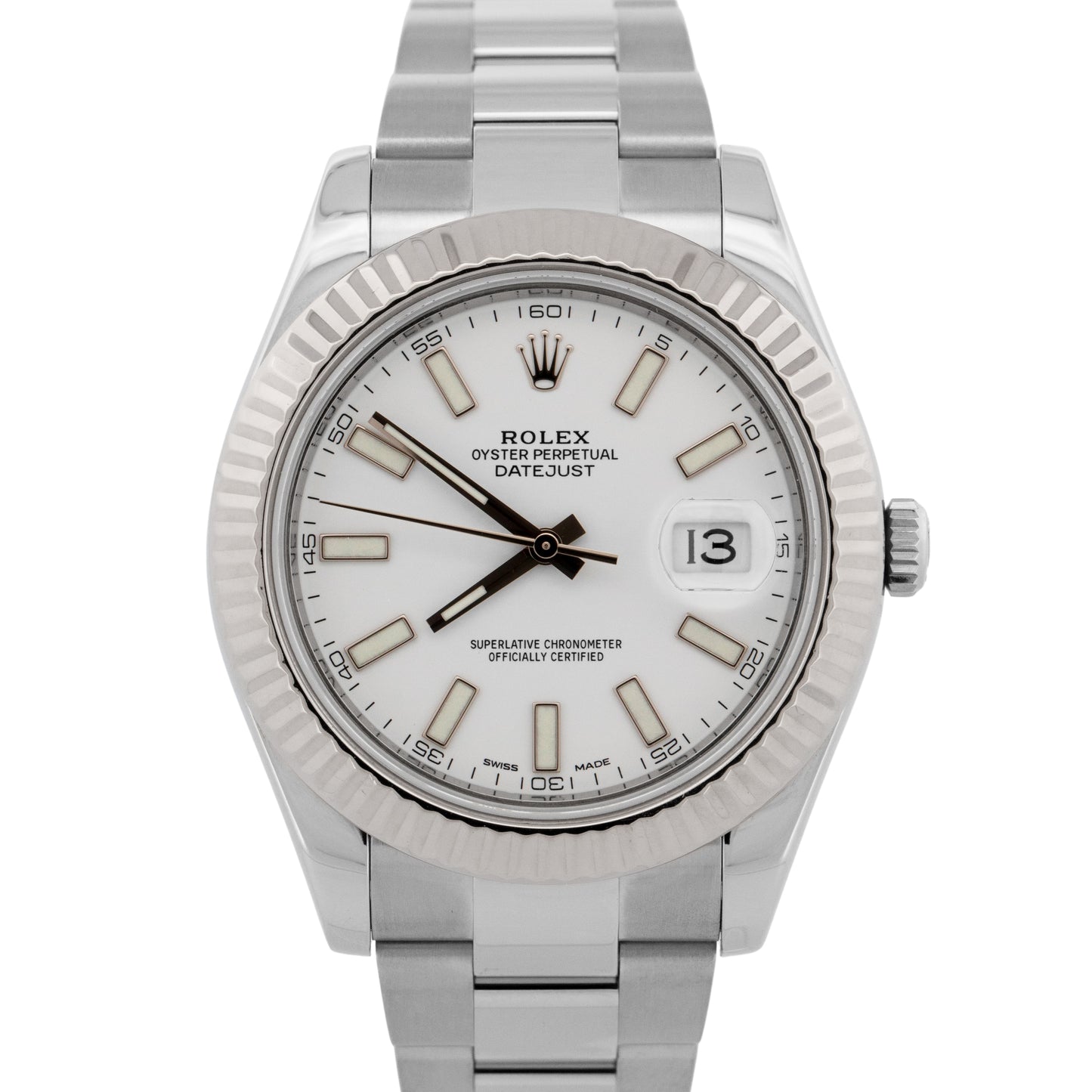 2016 PAPERS Rolex DateJust II WHITE Stainless Steel Fluted 41mm 116334 Watch BOX
