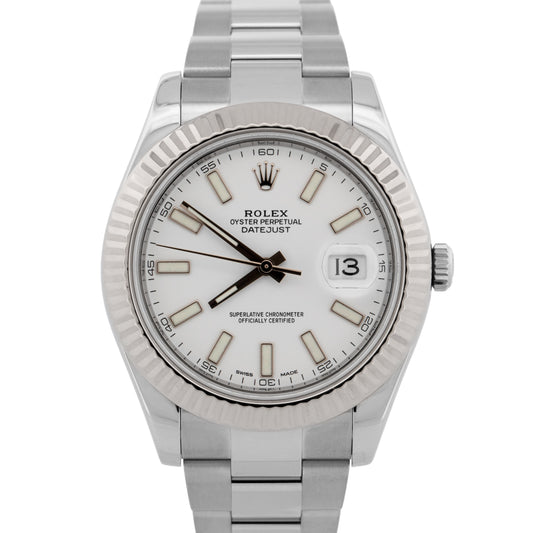 2016 PAPERS Rolex DateJust II WHITE Stainless Steel Fluted 41mm 116334 Watch BOX