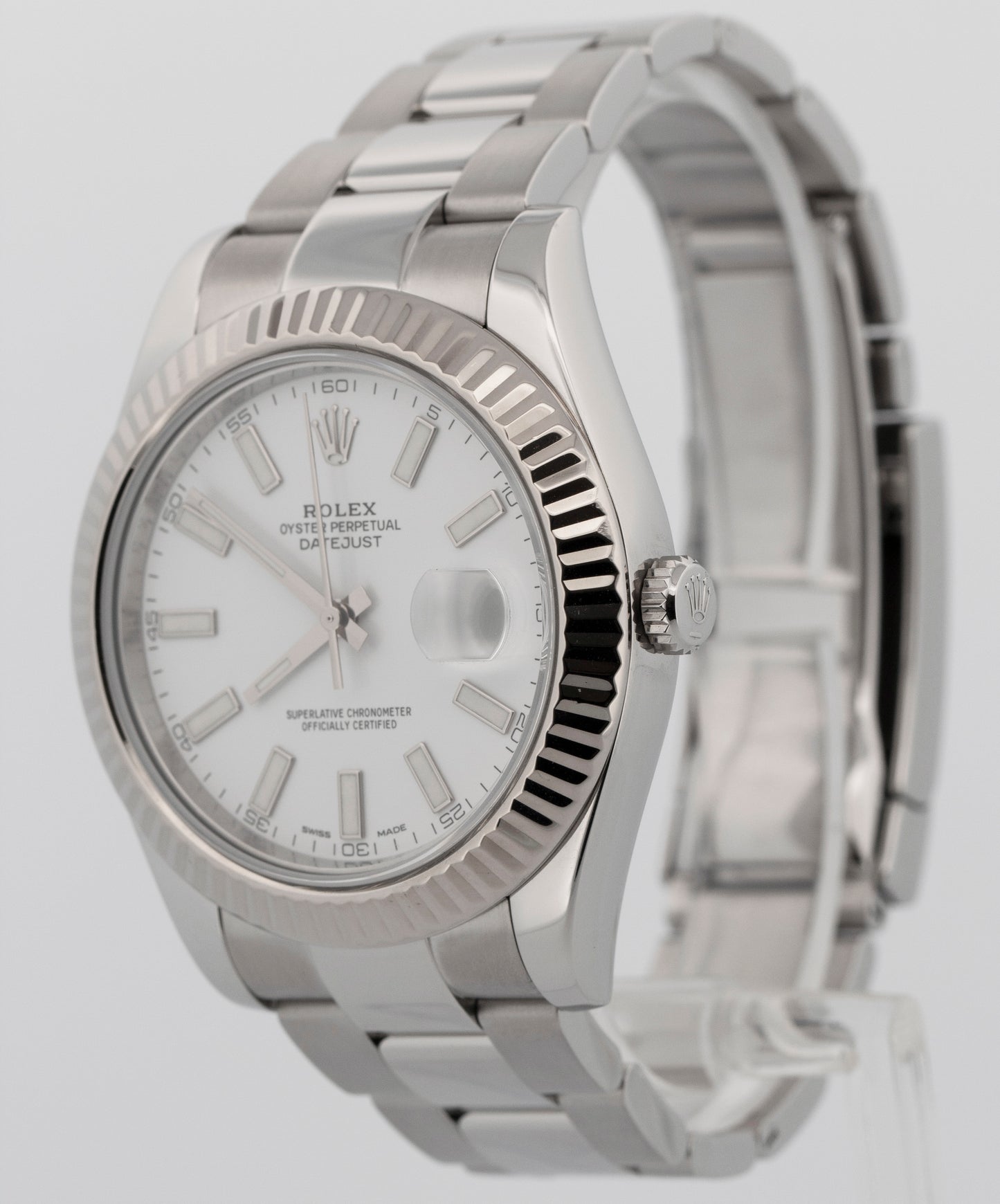 2016 PAPERS Rolex DateJust II WHITE Stainless Steel Fluted 41mm 116334 Watch BOX