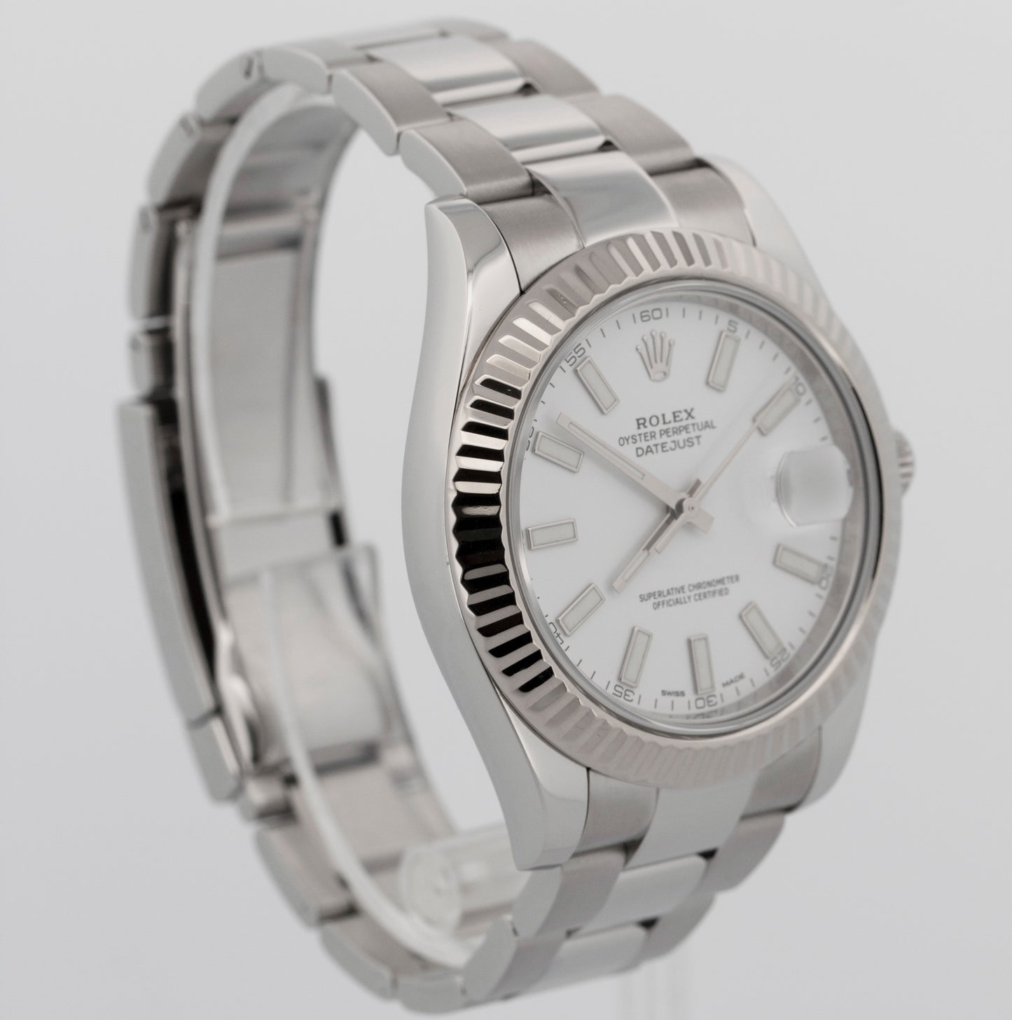 2016 PAPERS Rolex DateJust II WHITE Stainless Steel Fluted 41mm 116334 Watch BOX