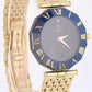 H Stern Safira 18k Gold Blue Sapphire Roman Bezel Black DIAMOND 34mm 091AM Watch