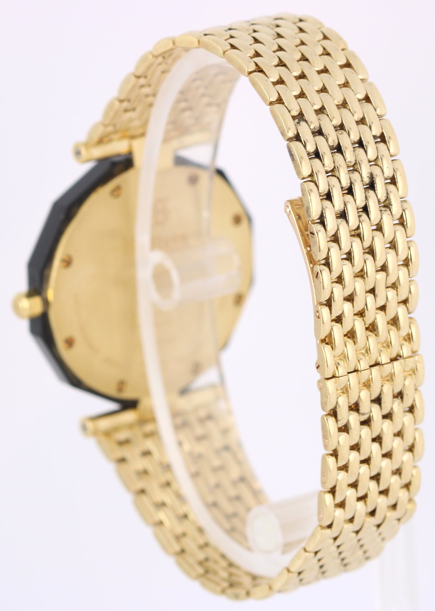 H Stern Safira 18k Gold Blue Sapphire Roman Bezel Black DIAMOND 34mm 091AM Watch