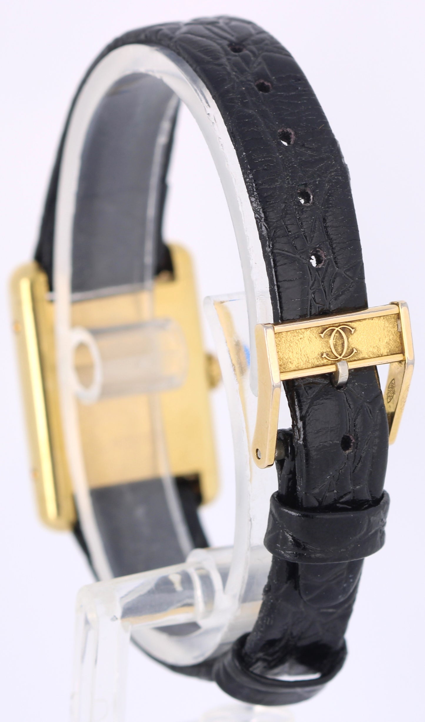 VINTAGE Cartier Tank Gold Plated PLAQUE OR G20M Silver Roman Numeral 21mm Watch