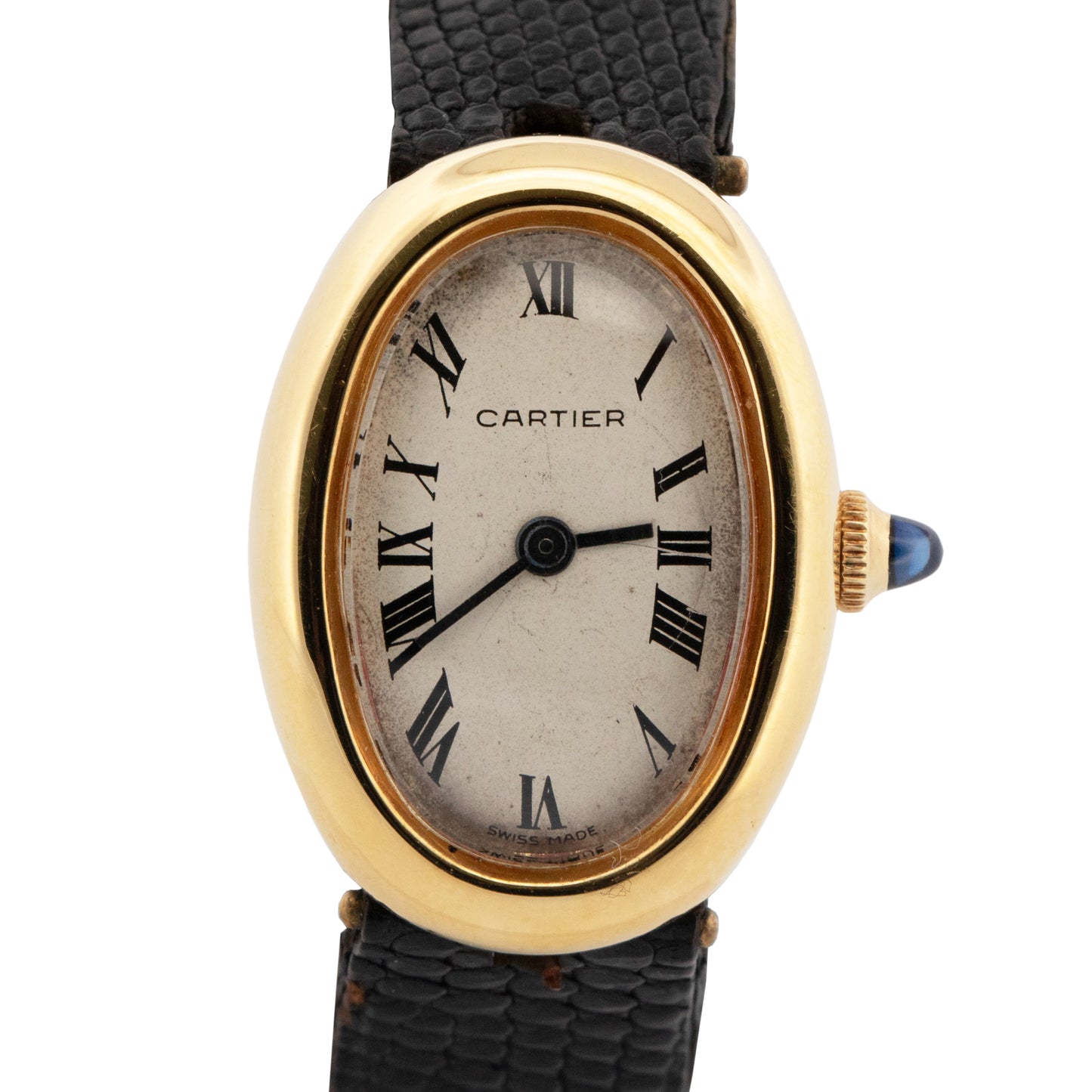 Cartier Baignoire 18K Yellow Gold 22mm White Roman Manual Watch 7743-1