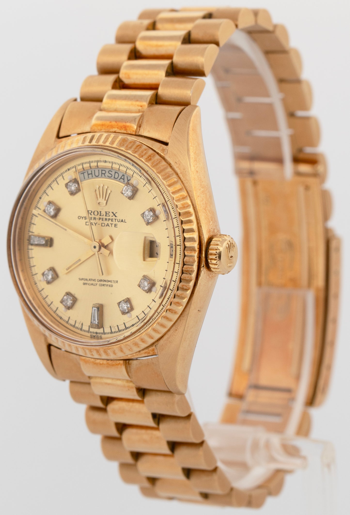 VINTAGE 1969 Rolex Day-Date President Champagne DIAMOND 36mm Yellow Gold 1803