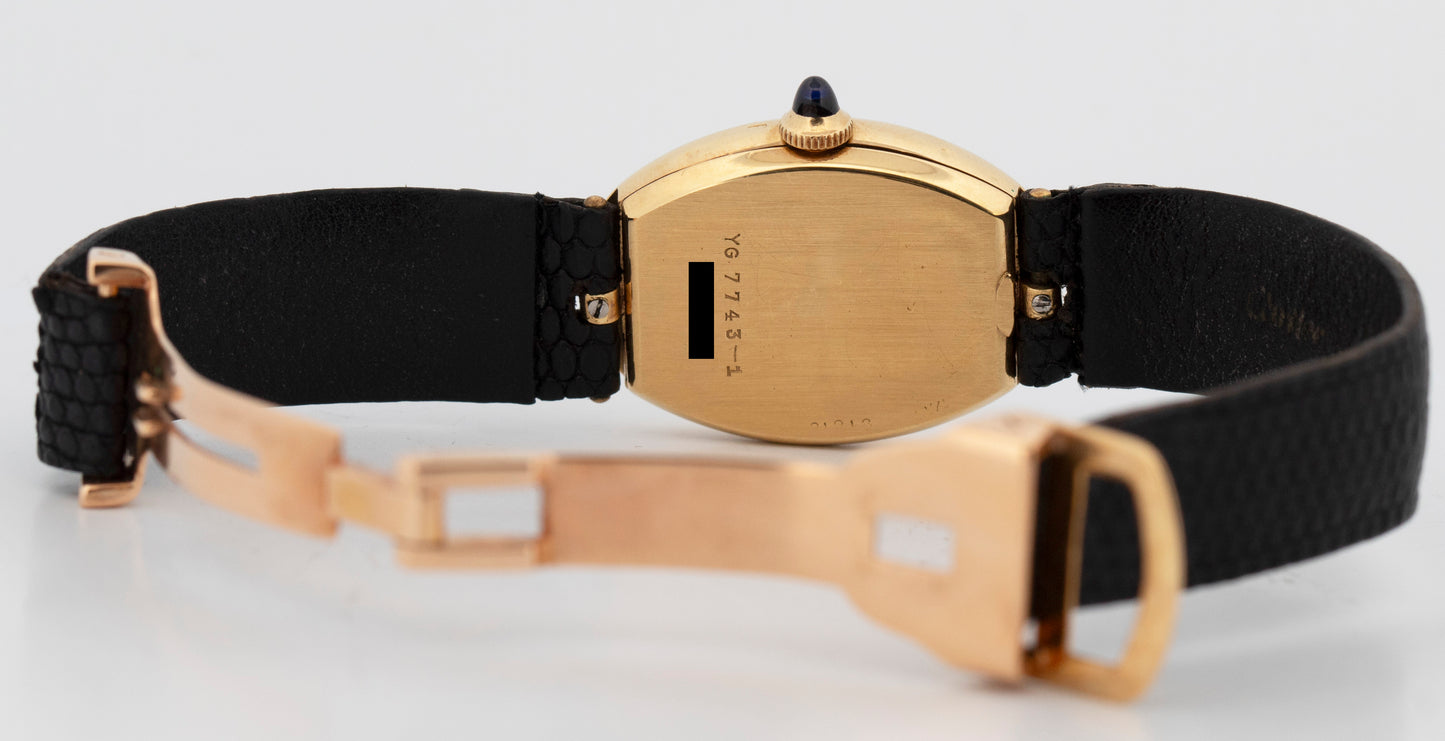 Cartier Baignoire 18K Yellow Gold 22mm White Roman Manual Watch 7743-1
