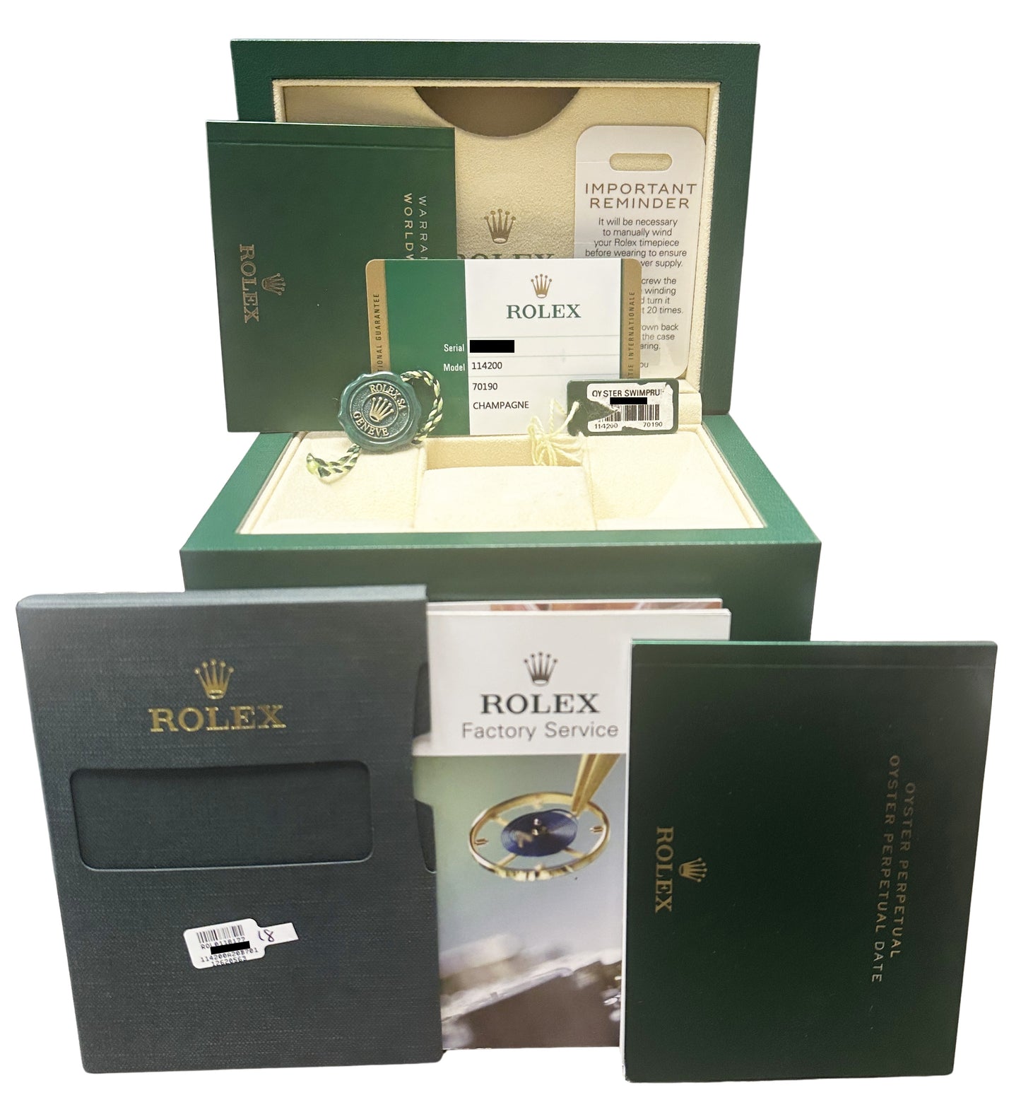 2016 PAPERS Rolex Oyster Perpetual Steel White Grape 34mm 114200 Watch BOX