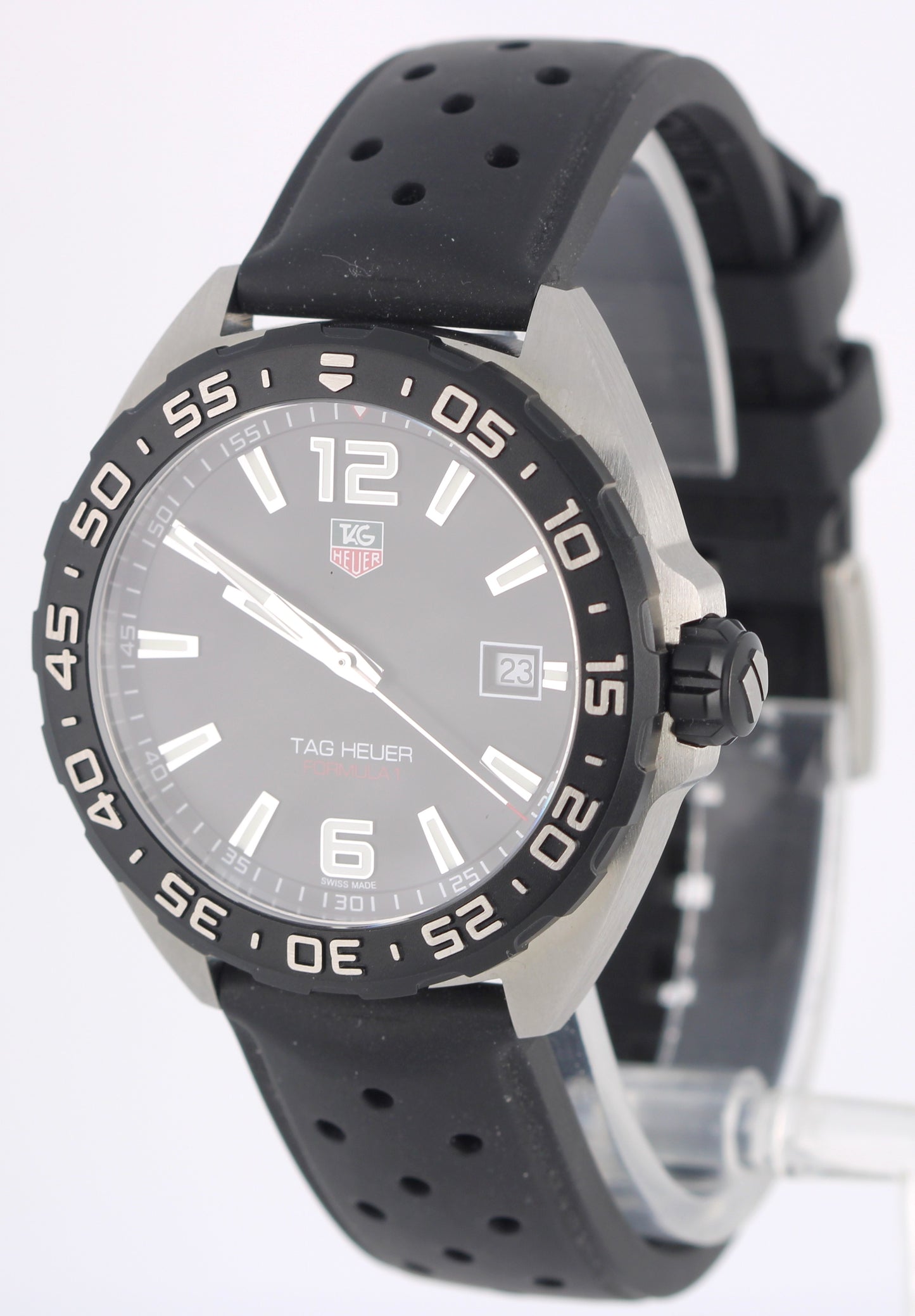 Tag Heuer Formula 1 Date Stainless Steel Black 41mm WAZ1111 Quartz Rubber Watch