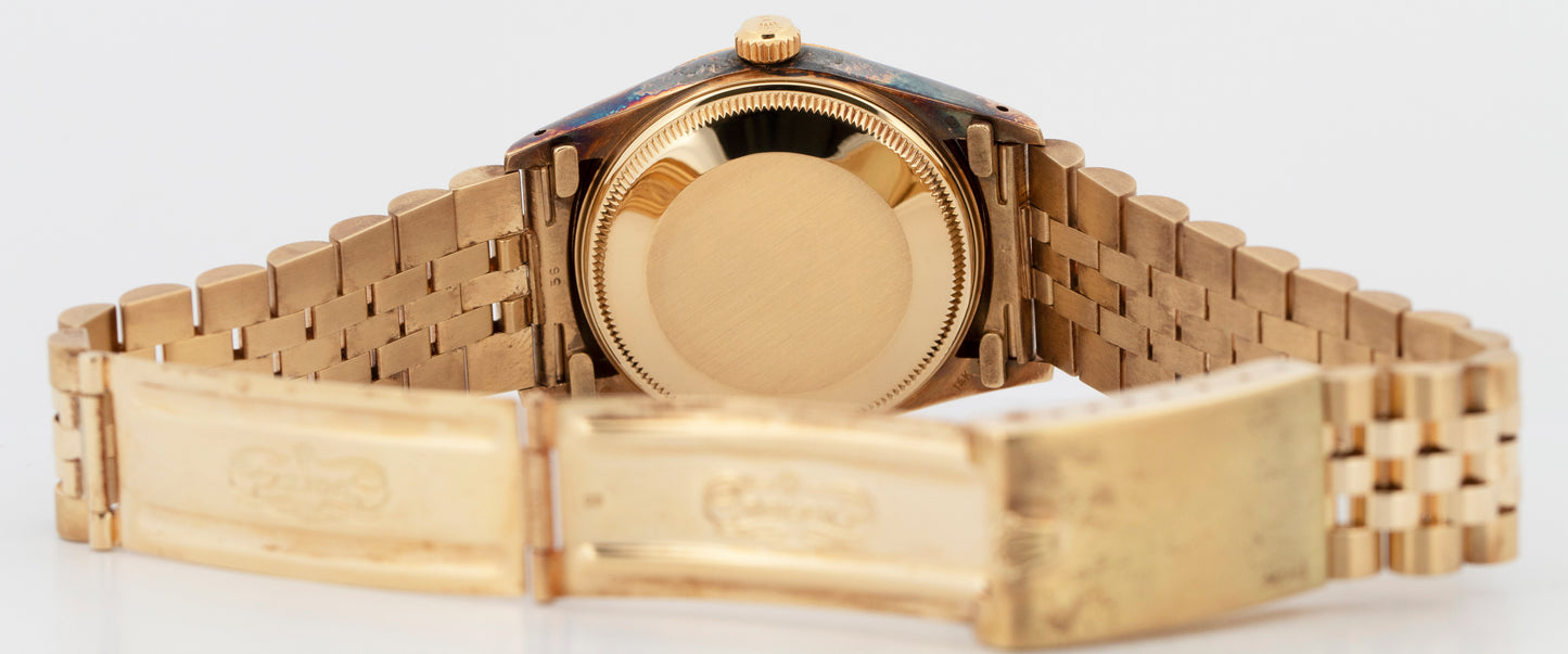 NOS 1986 PAPERS Rolex Oyster Perpetual Date CHAMPAGNE Gold 34mm 15037 Watch