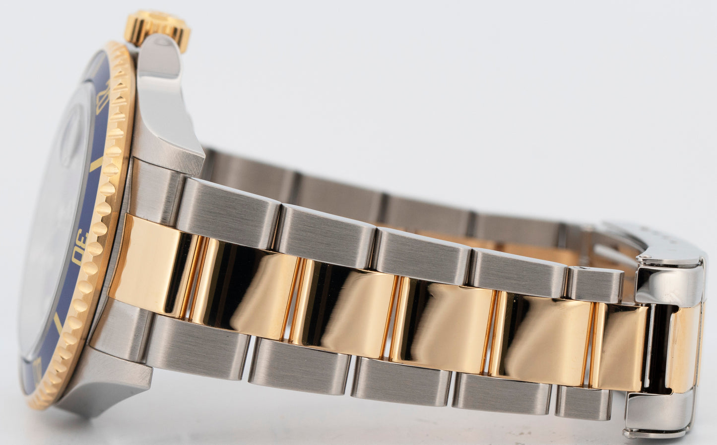 2005 PAPERS Rolex Submariner Date 40mm BLUE 18K Steel No-Holes Watch 16613 BOX