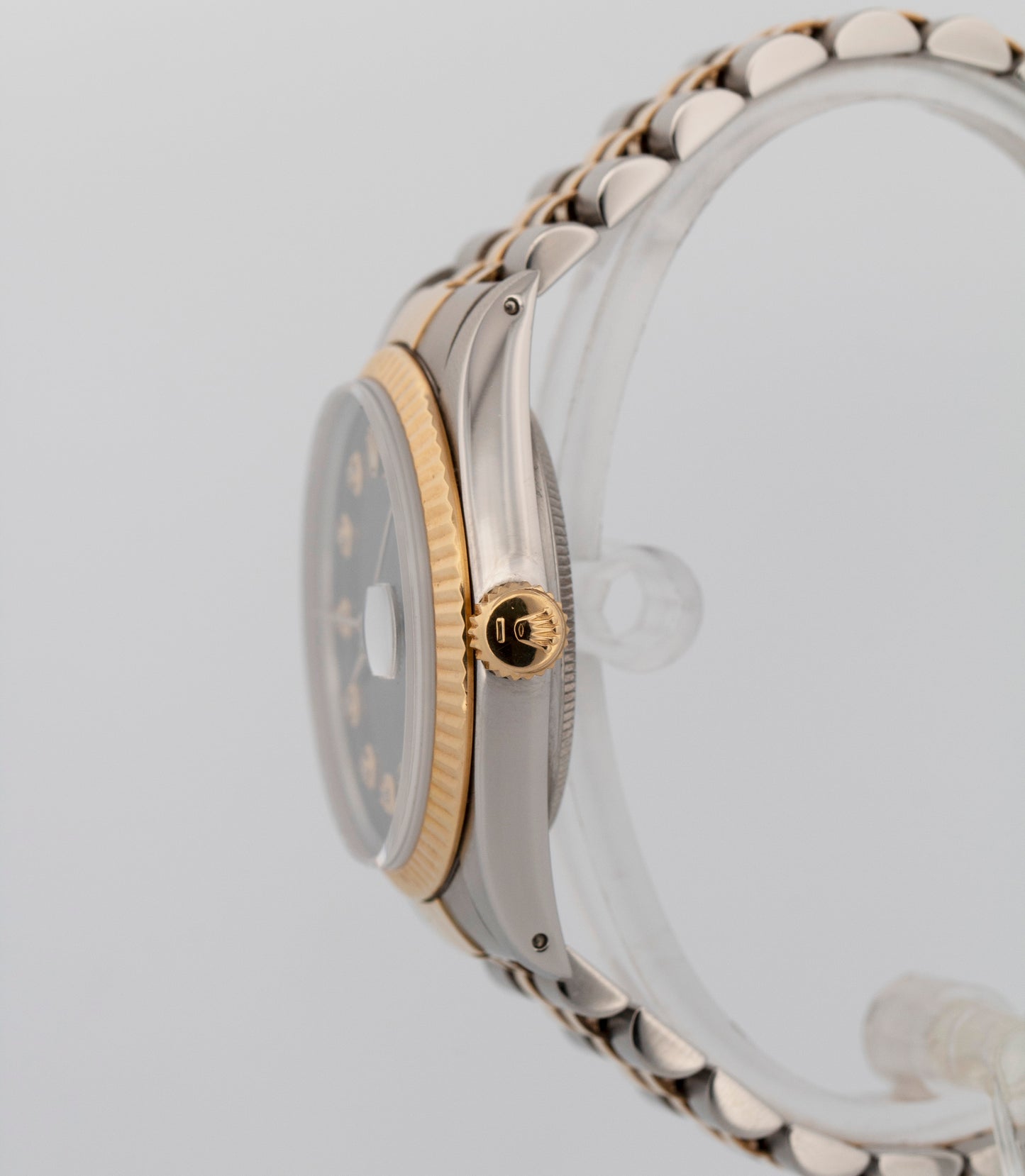 Rolex DateJust BLACK DIAMOND Two-Tone Yellow Gold Jubilee 36mm 16013 Watch BOX