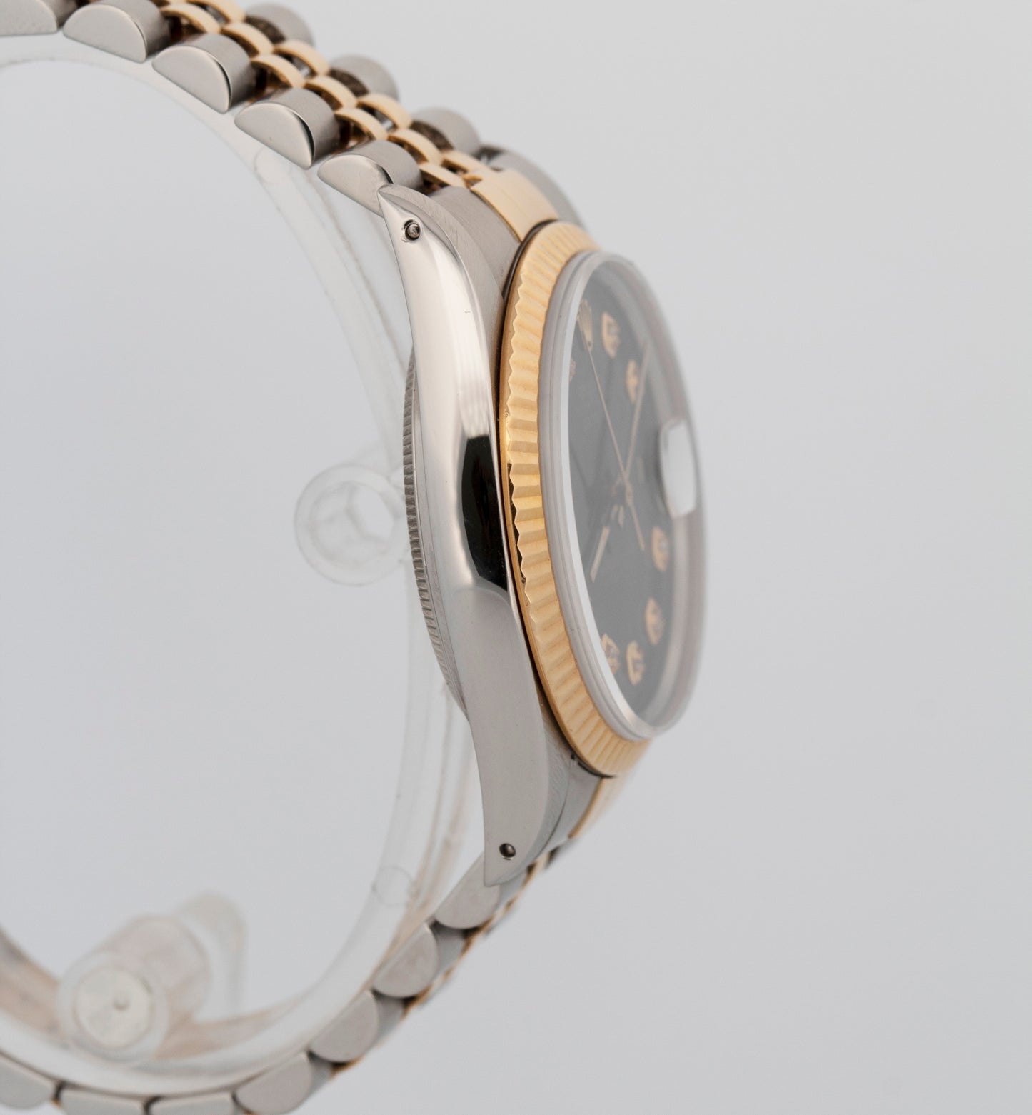 Rolex DateJust BLACK DIAMOND Two-Tone Yellow Gold Jubilee 36mm 16013 Watch BOX