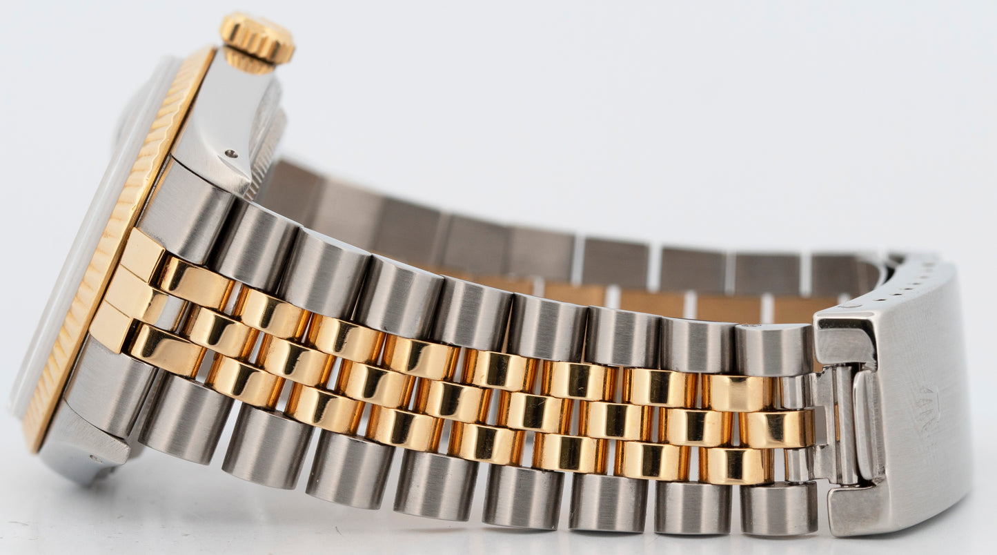 Rolex DateJust BLACK DIAMOND Two-Tone Yellow Gold Jubilee 36mm 16013 Watch BOX