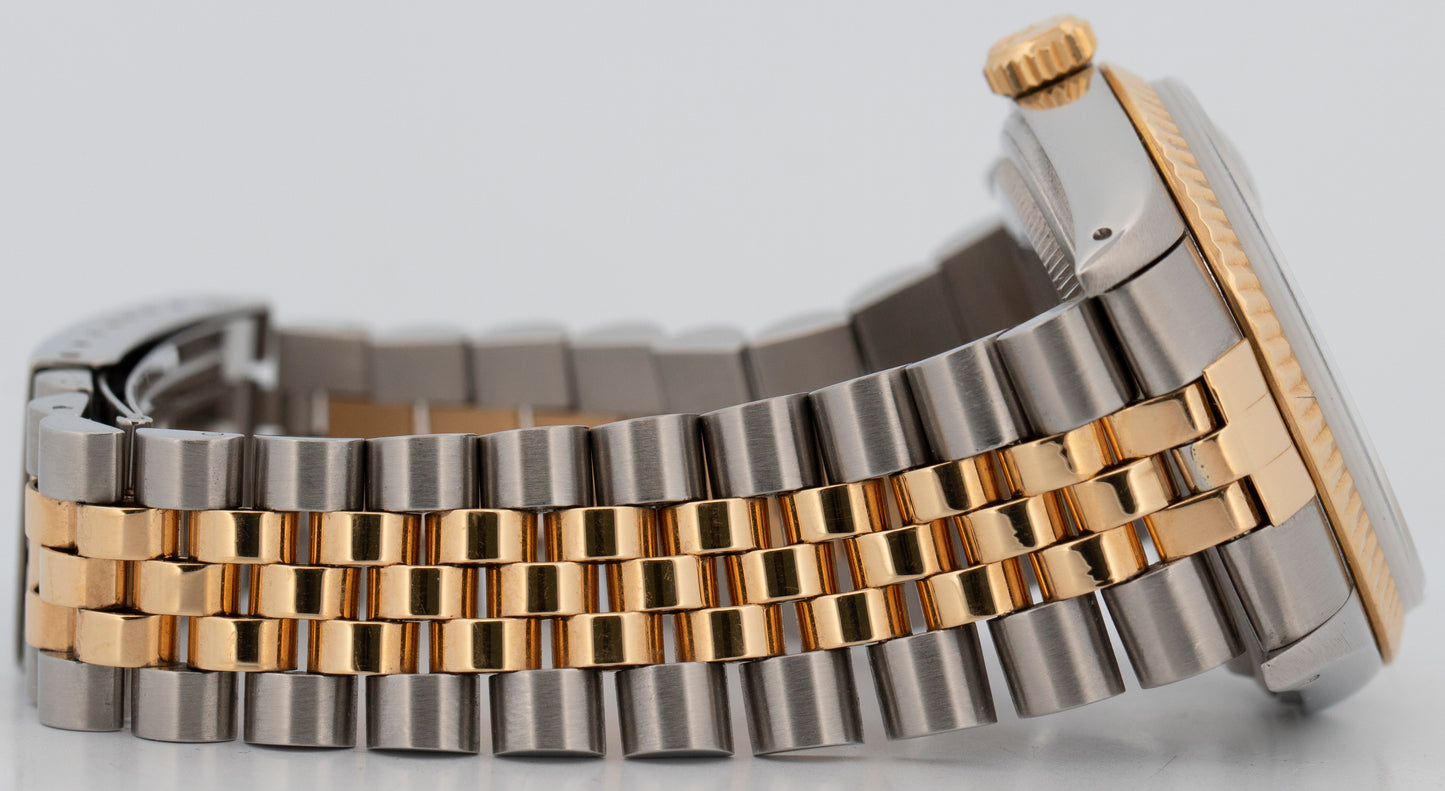 Rolex DateJust BLACK DIAMOND Two-Tone Yellow Gold Jubilee 36mm 16013 Watch BOX