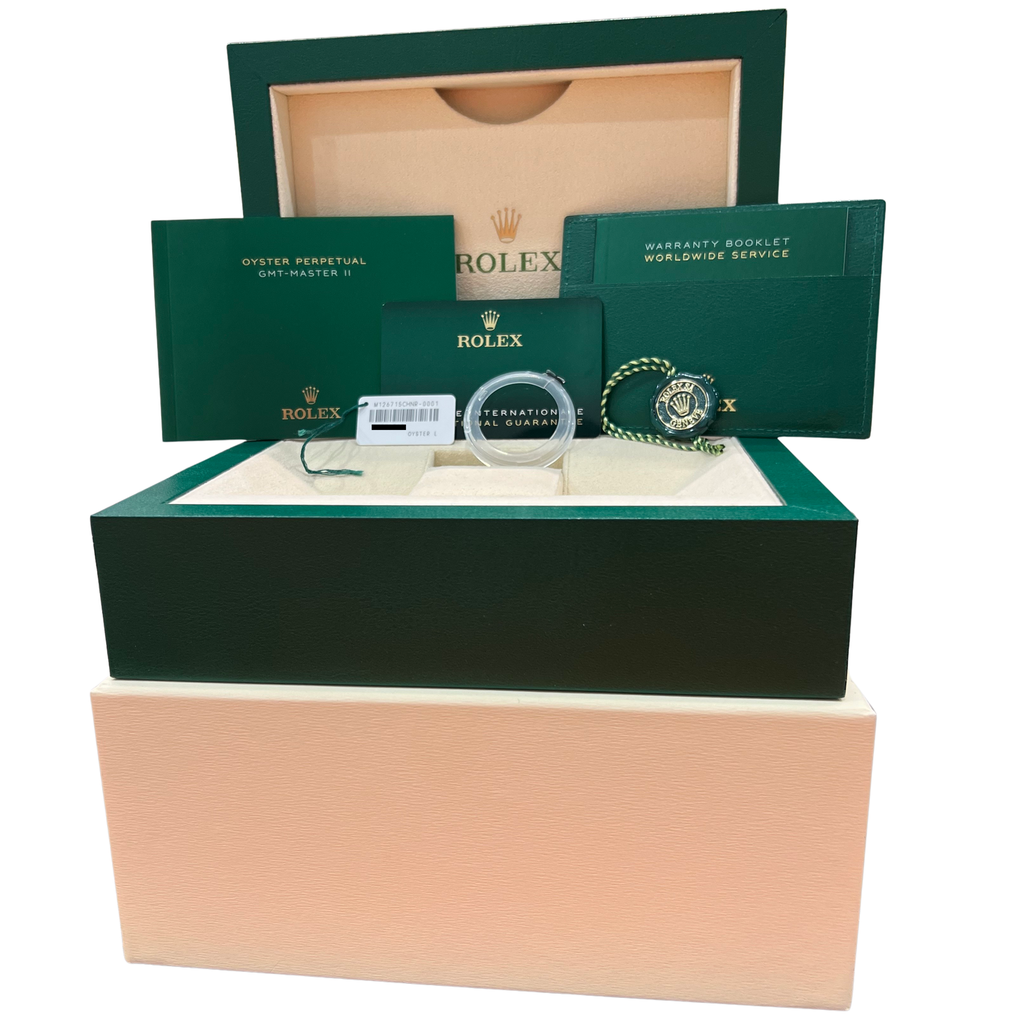2022 PAPERS Rolex GMT-Master II BLACK 18K Rose Gold 40mm 126715 CHNR Watch BOX