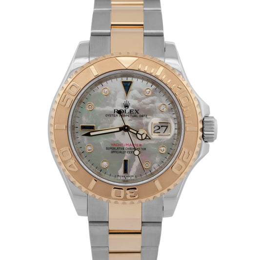 MINT PAPERS Rolex Yacht-Master 40mm MOP SERTI Dial Two-Tone Gold Watch 16623 BOX